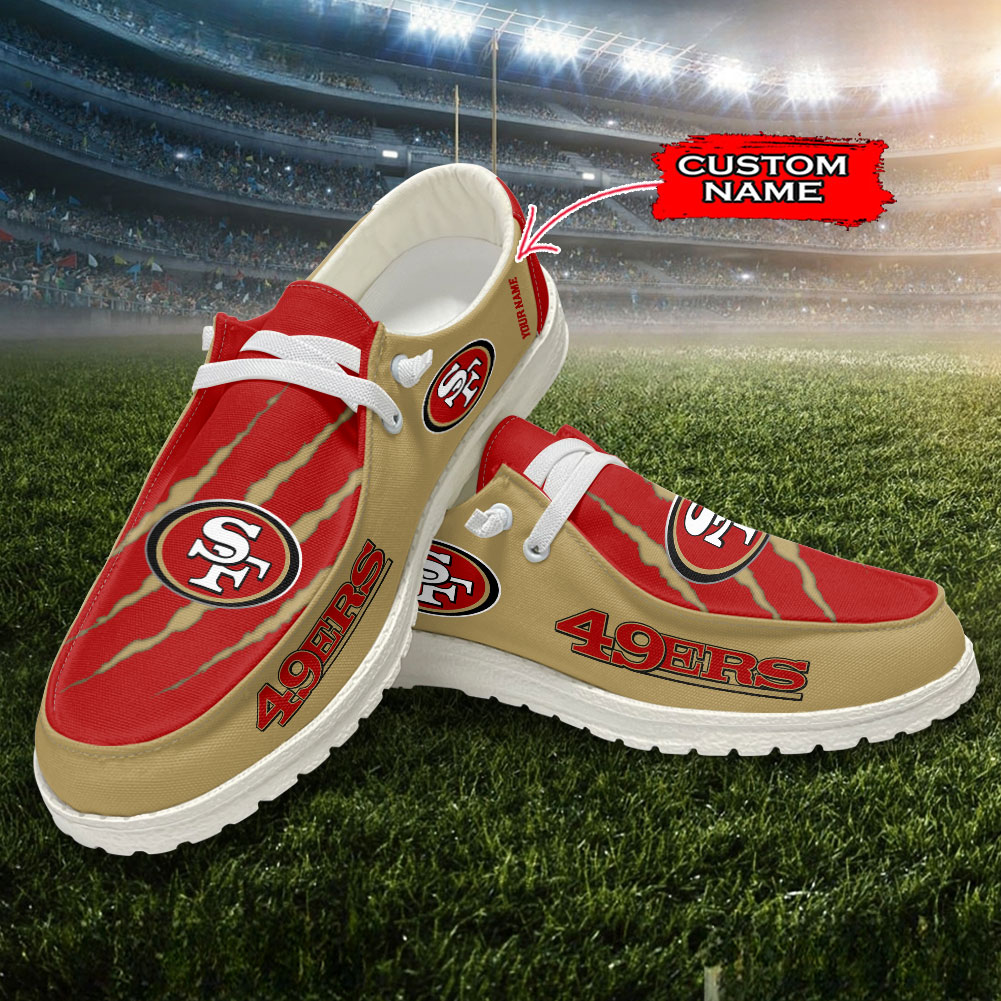 San Francisco 49ers Scratch Hey  Dude Shoes Printed For Men And Women Moccasin Slipper - Image 2