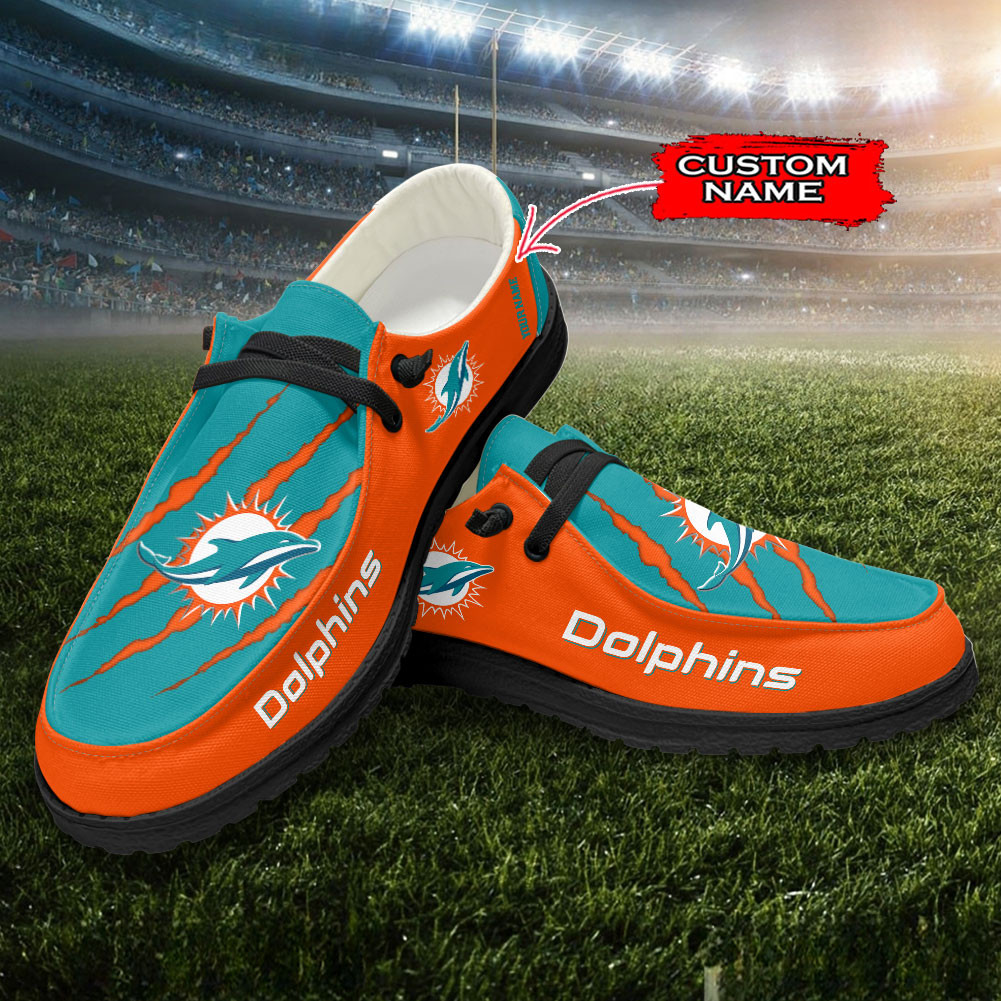 Miami Dolphins Scratch Hey  Dude Shoes Printed For Men And Women Moccasin Slipper - Image 3