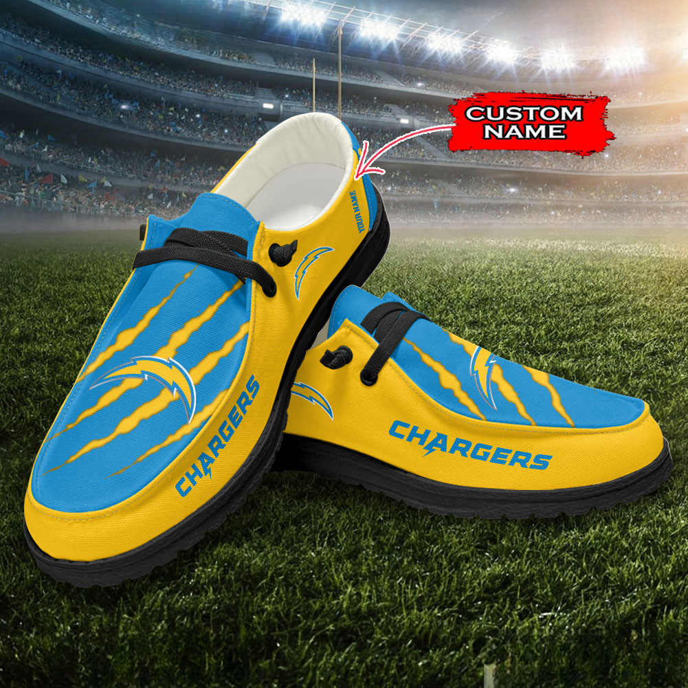 Los Angeles Chargers Scratch Hey  Dude Shoes Printed For Men And Women Moccasin Slipper - Image 3