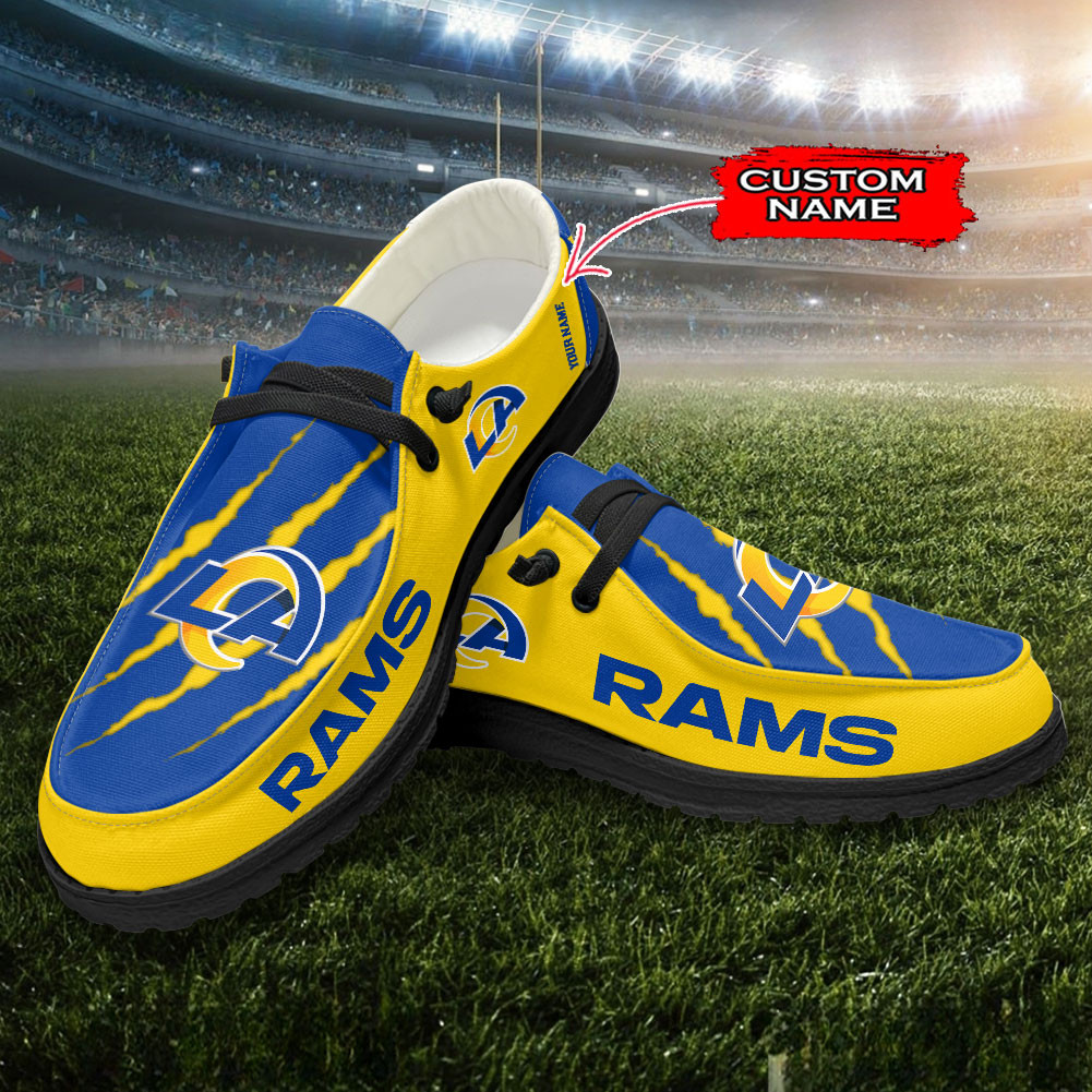 Los Angeles Rams Scratch Hey  Dude Shoes Printed For Men And Women Moccasin Slipper - Image 3