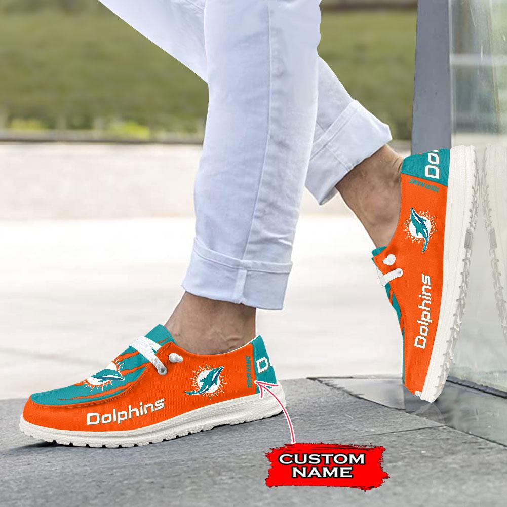 Miami Dolphins Scratch Hey  Dude Shoes Printed For Men And Women Moccasin Slipper - Image 4