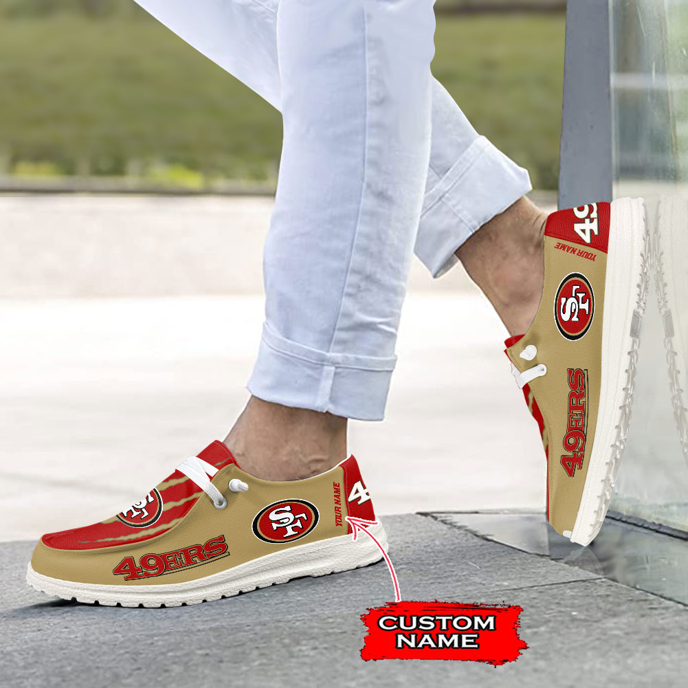 San Francisco 49ers Scratch Hey  Dude Shoes Printed For Men And Women Moccasin Slipper - Image 4