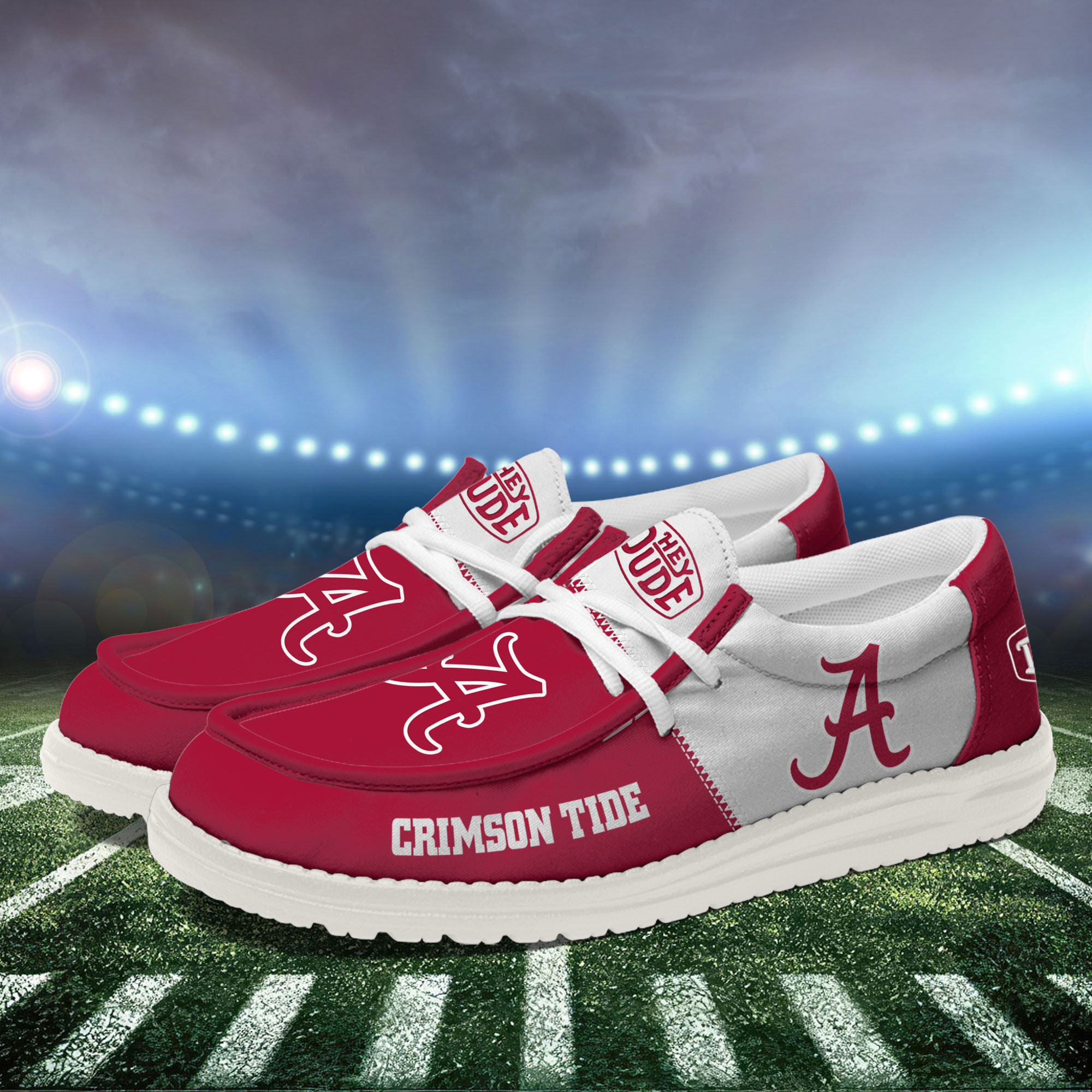 Alabama Crimson Tide Football Hey Dude Canvas Loafer Shoes For Men And Women - Image 3