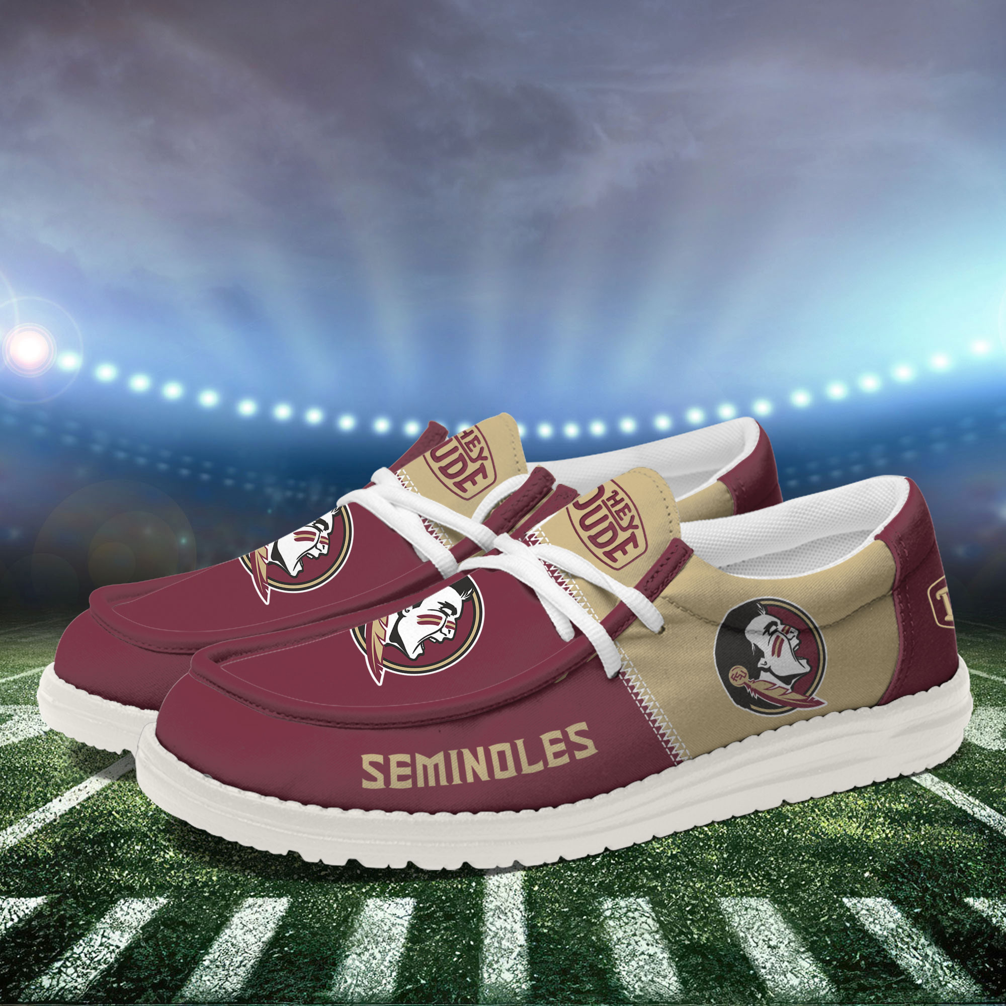 Florida State Seminoles Football Hey Dude Canvas Loafer Shoes For Men And Women - Image 3
