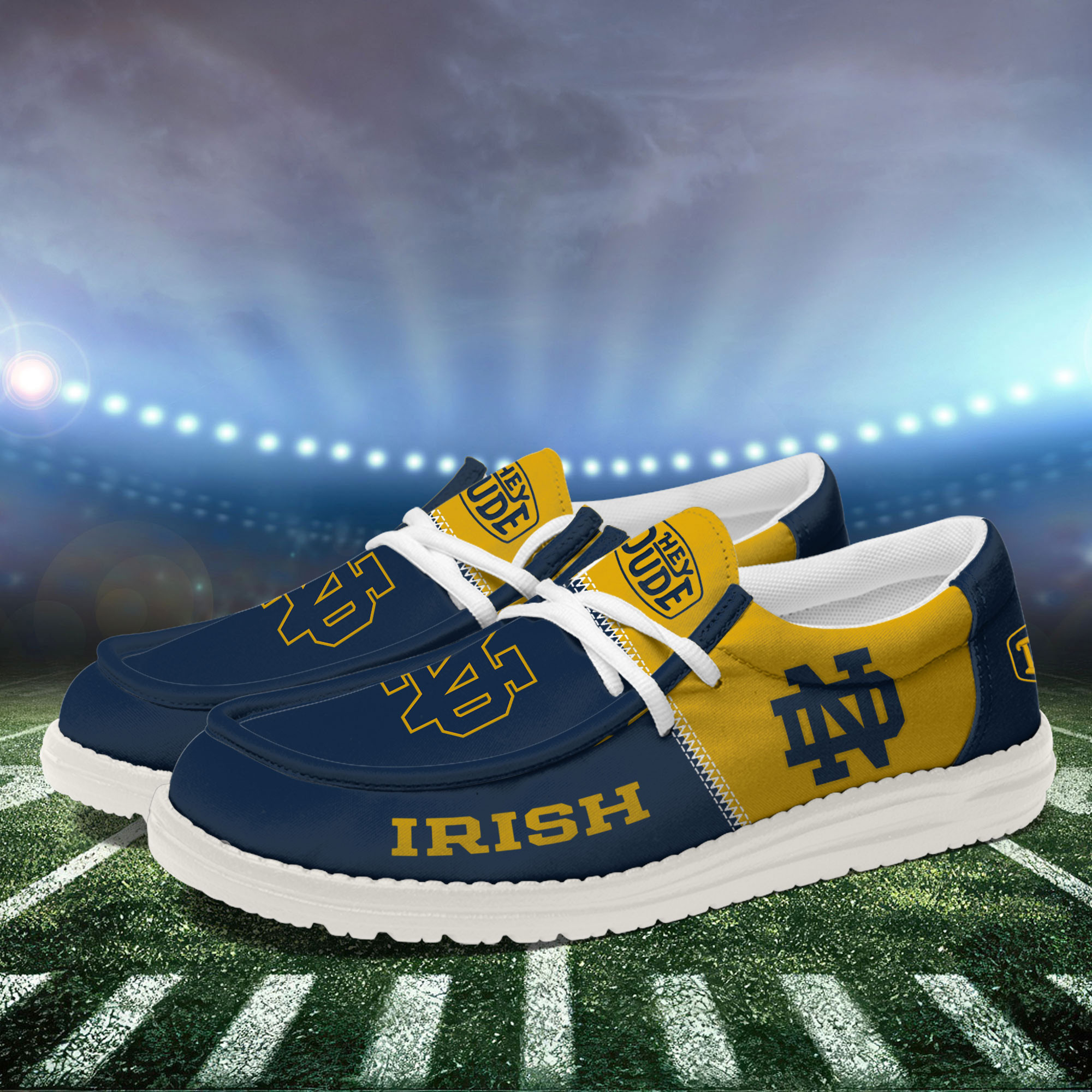 Notre Dame Fighting Irish Football Hey Dude Canvas Loafer Shoes For Men And Women - Image 3