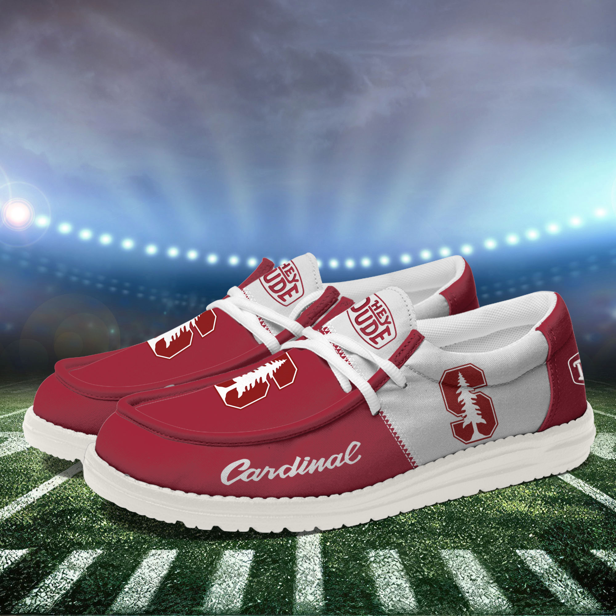 Stanford Cardinal Football Hey Dude Canvas Loafer Shoes For Men And Women - Image 3