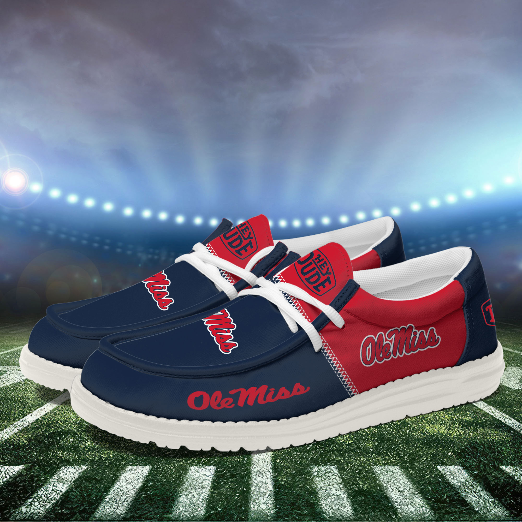 Ole Miss Rebels Football Hey Dude Canvas Loafer Shoes For Men And Women - Image 3