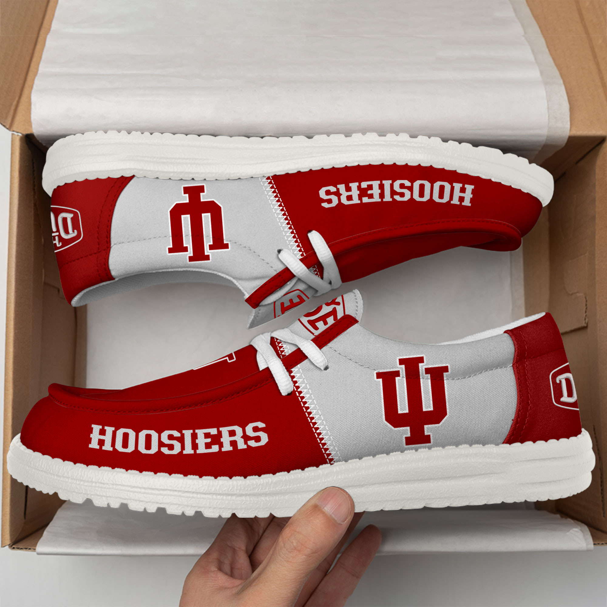 Indiana Hoosiers Football Hey Dude Canvas Loafer Shoes For Men And Women - Image 2
