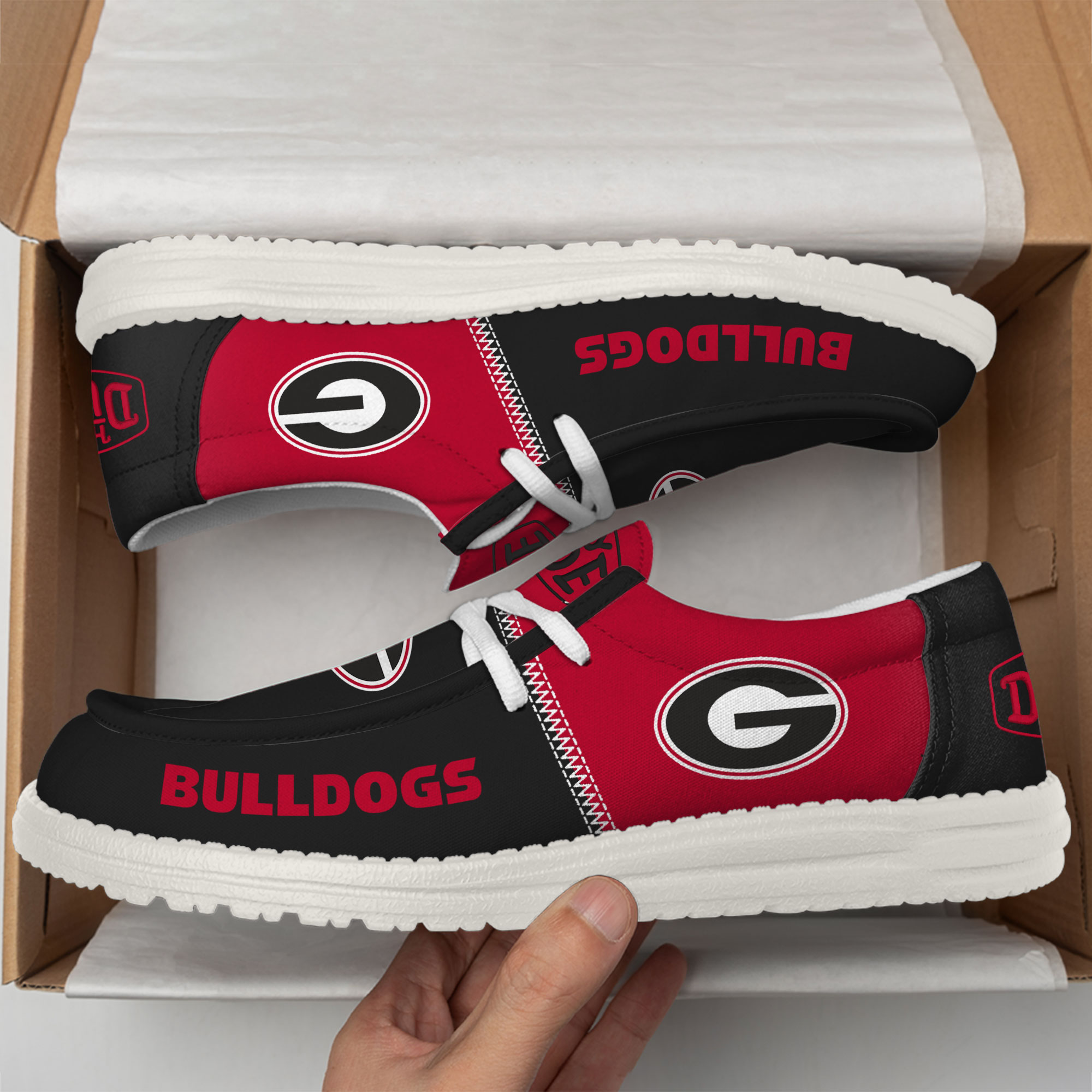 Georgia Bulldogs Football Hey Dude Canvas Loafer Shoes For Men And Women - Image 2