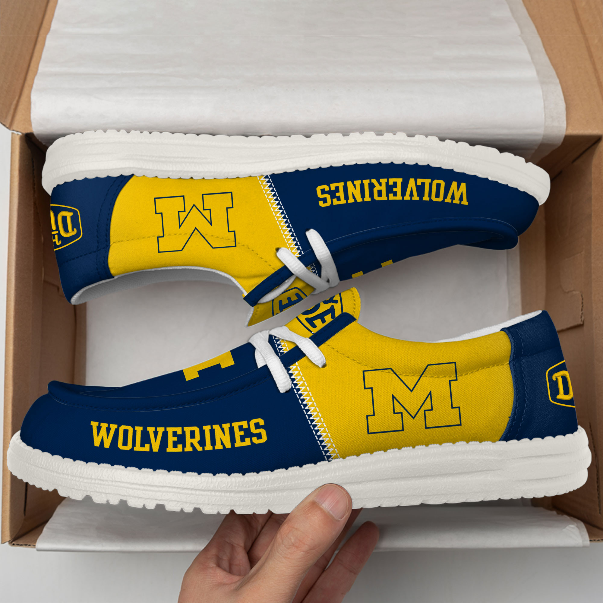 Michigan Wolverines Football Hey Dude Canvas Loafer Shoes For Men And Women - Image 2