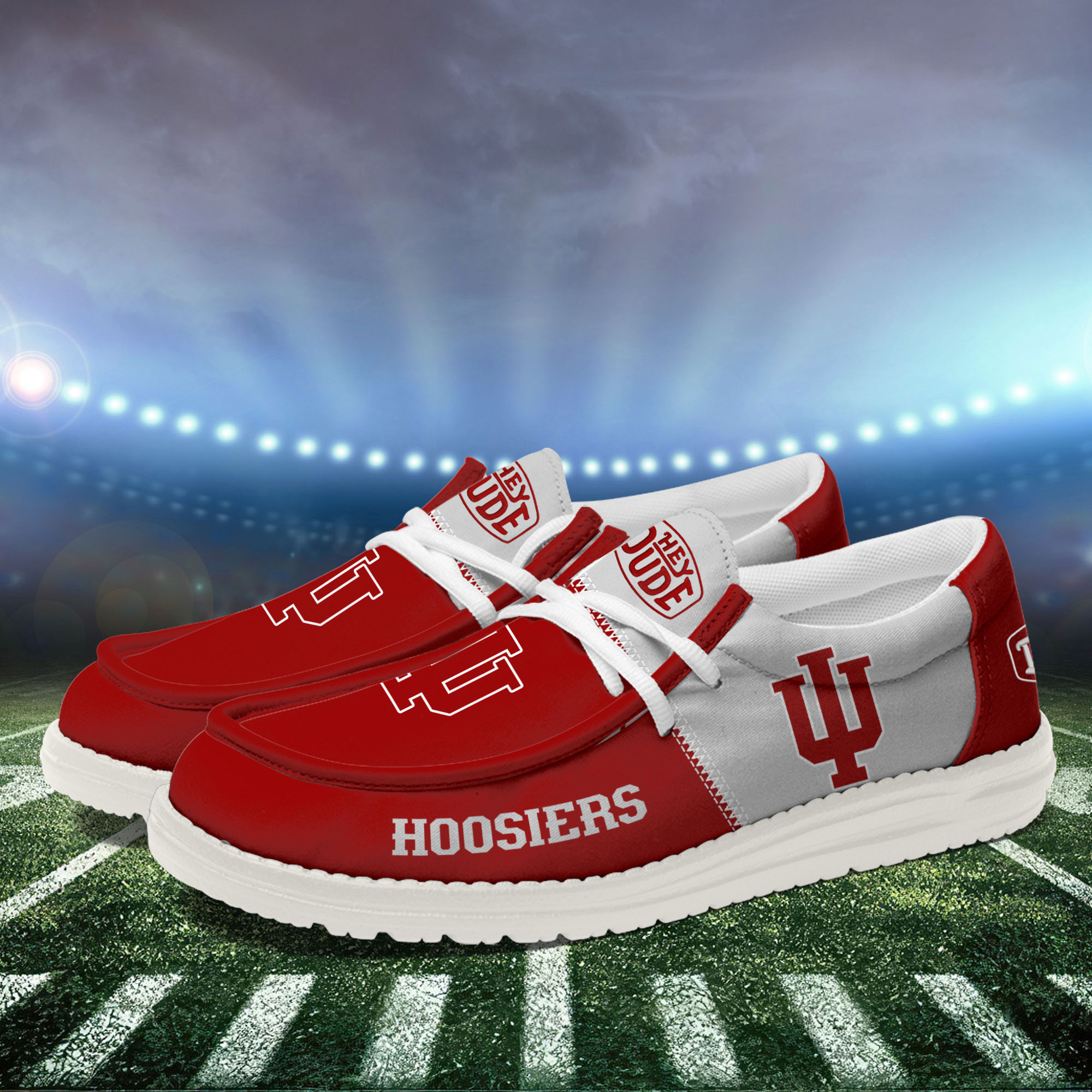 Indiana Hoosiers Football Hey Dude Canvas Loafer Shoes For Men And Women - Image 3