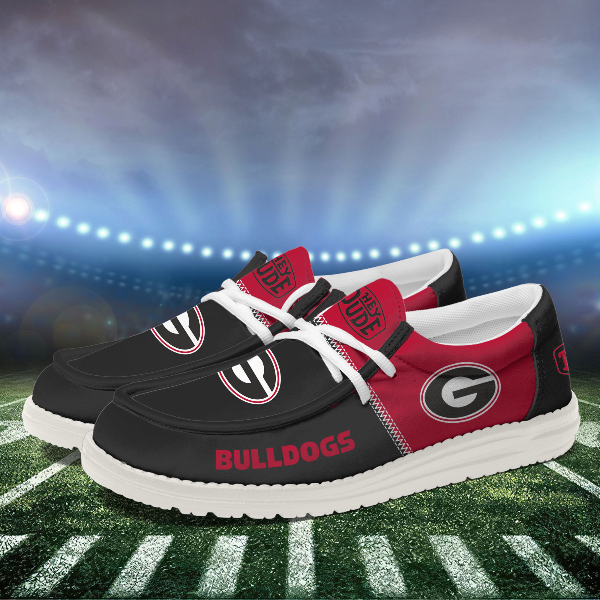 Georgia Bulldogs Football Hey Dude Canvas Loafer Shoes For Men And Women - Image 3