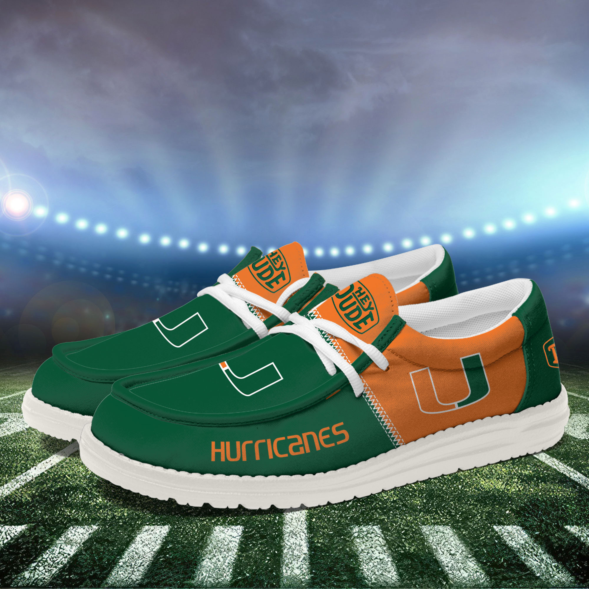 Miami Hurricanes Football Hey Dude Canvas Loafer Shoes For Men And Women - Image 3