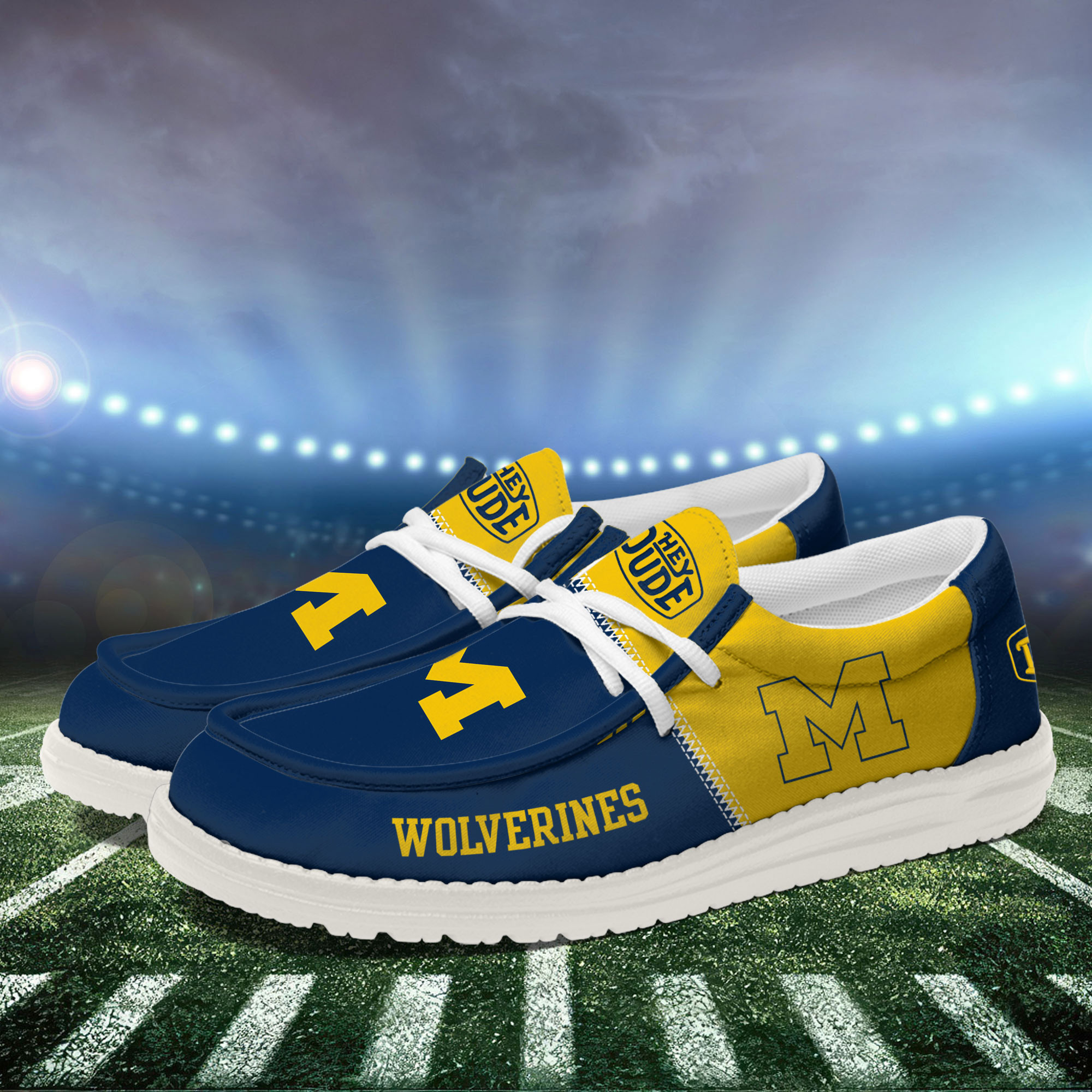 Michigan Wolverines Football Hey Dude Canvas Loafer Shoes For Men And Women - Image 3