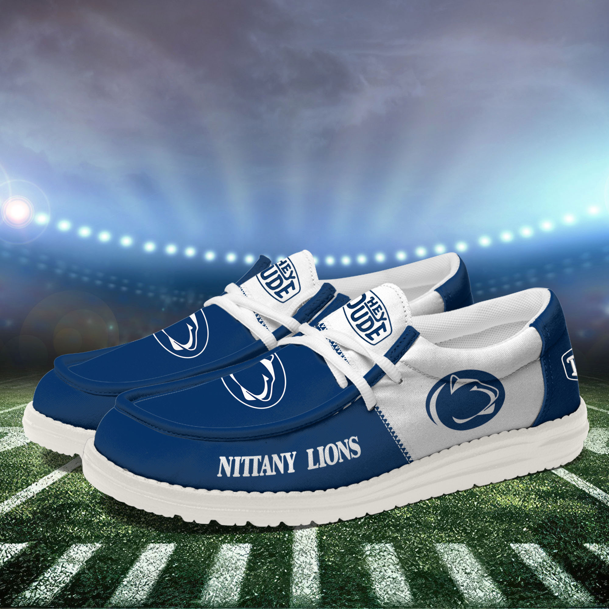 Penn State Nittany Lions Football Hey Dude Canvas Loafer Shoes For Men And Women - Image 3