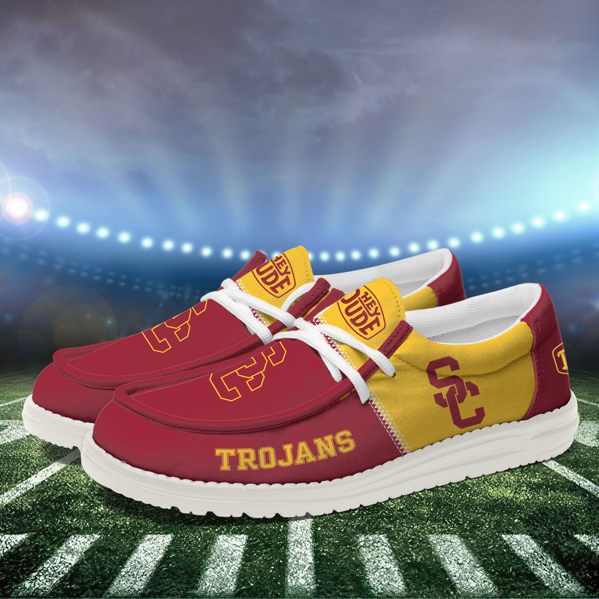 USC Trojans Football Hey Dude Canvas Loafer Shoes For Men And Women - Image 3
