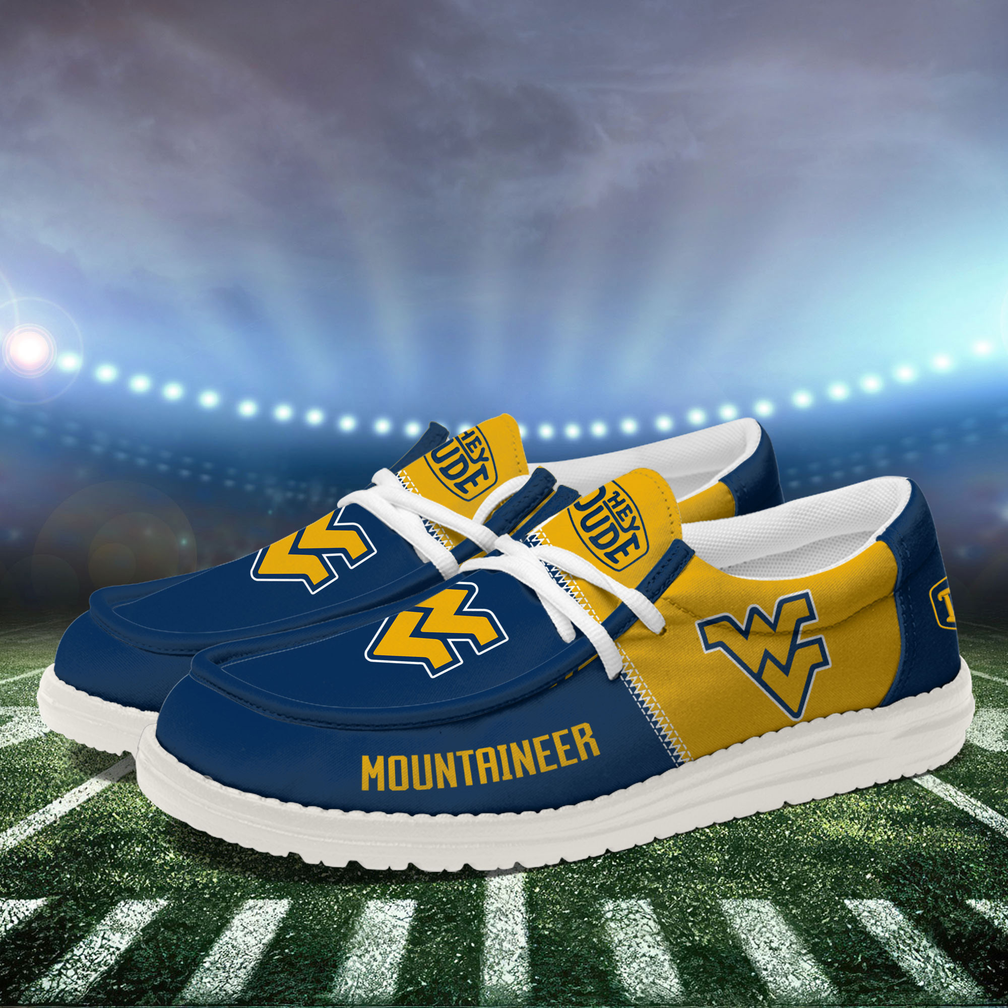 West Virginia Mountaineers Football Hey Dude Canvas Loafer Shoes For Men And Women - Image 3