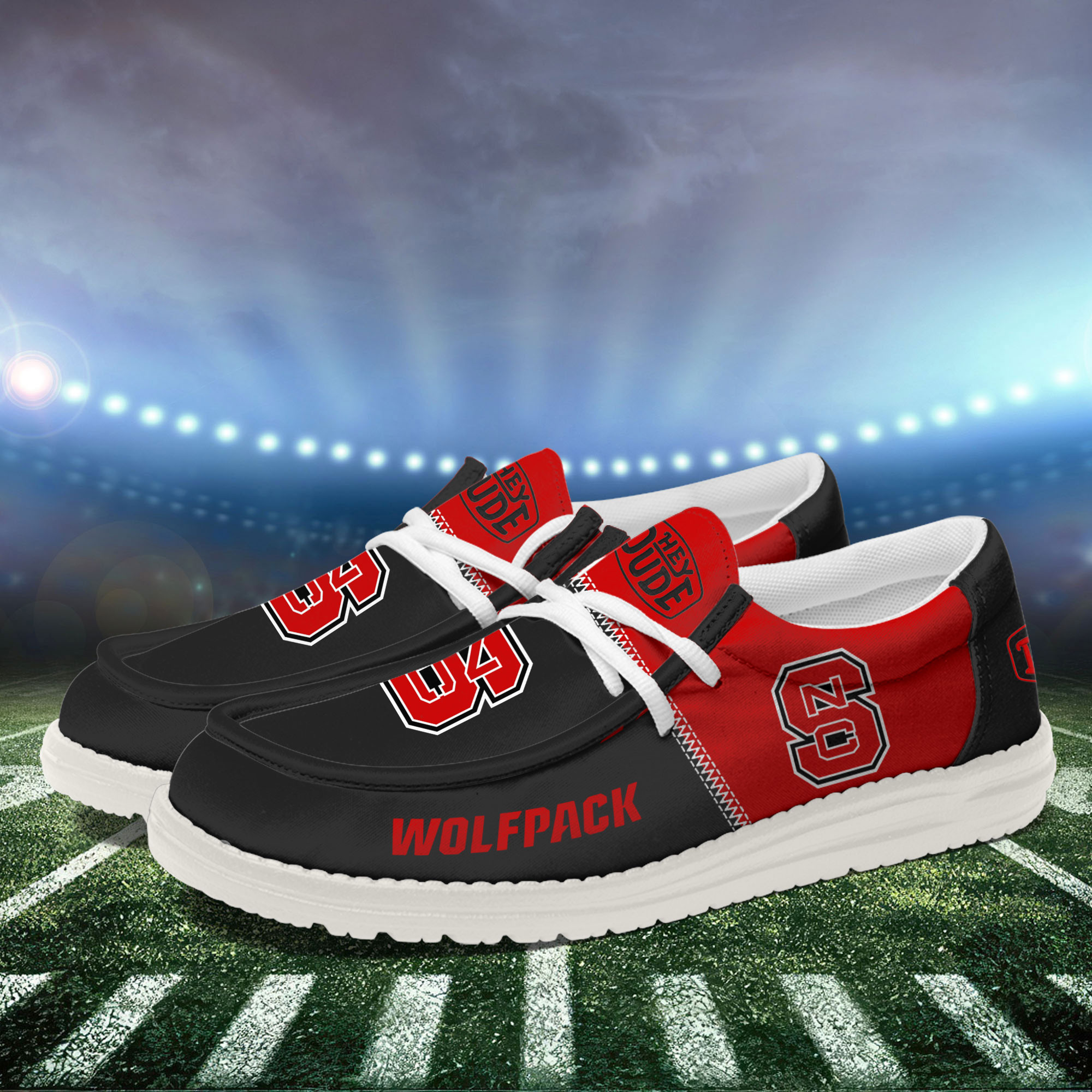NC State Wolfpack Football Hey Dude Canvas Loafer Shoes For Men And Women - Image 3