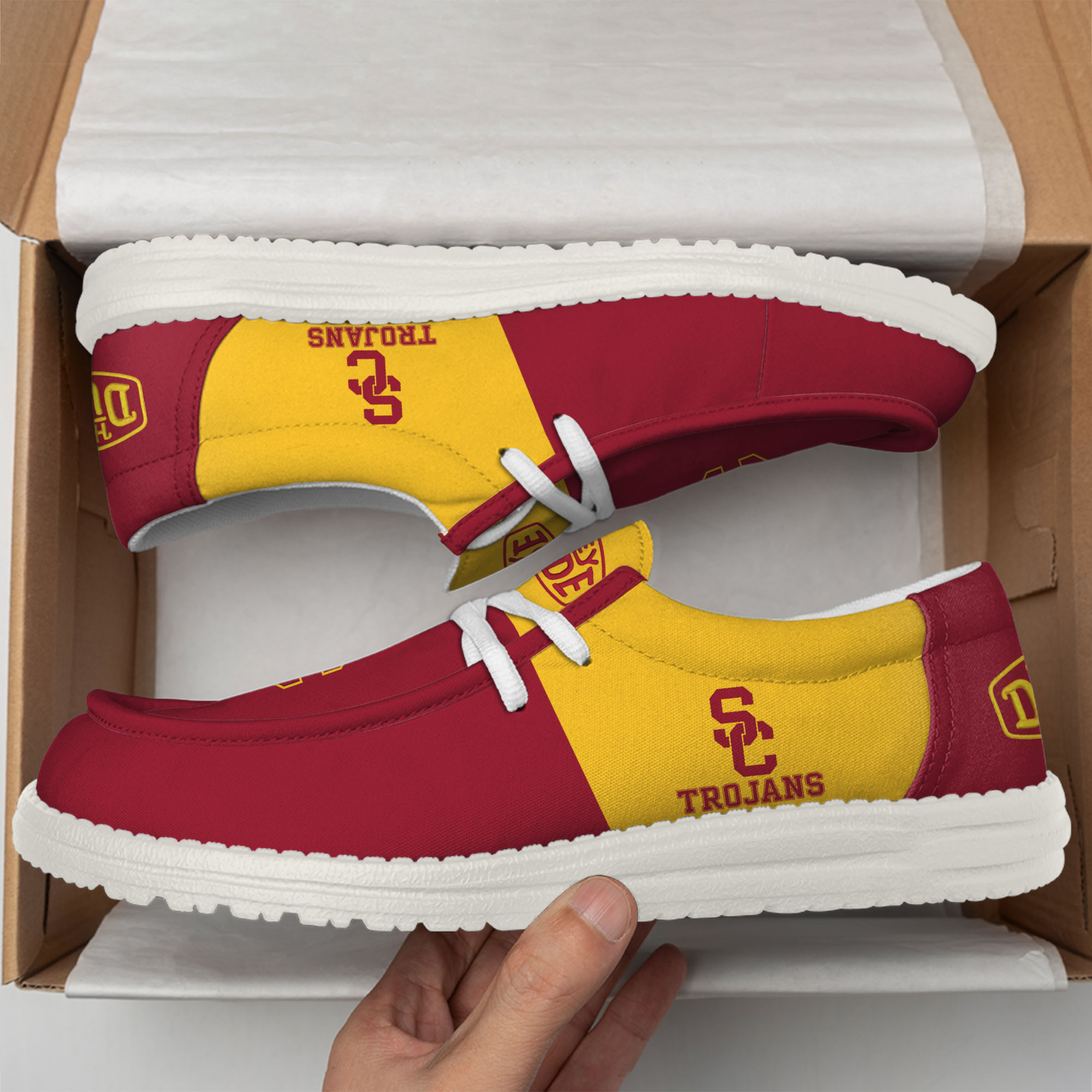 USC Trojans Football Hey Dude Canvas Loafer Shoes For Men And Women - Image 2