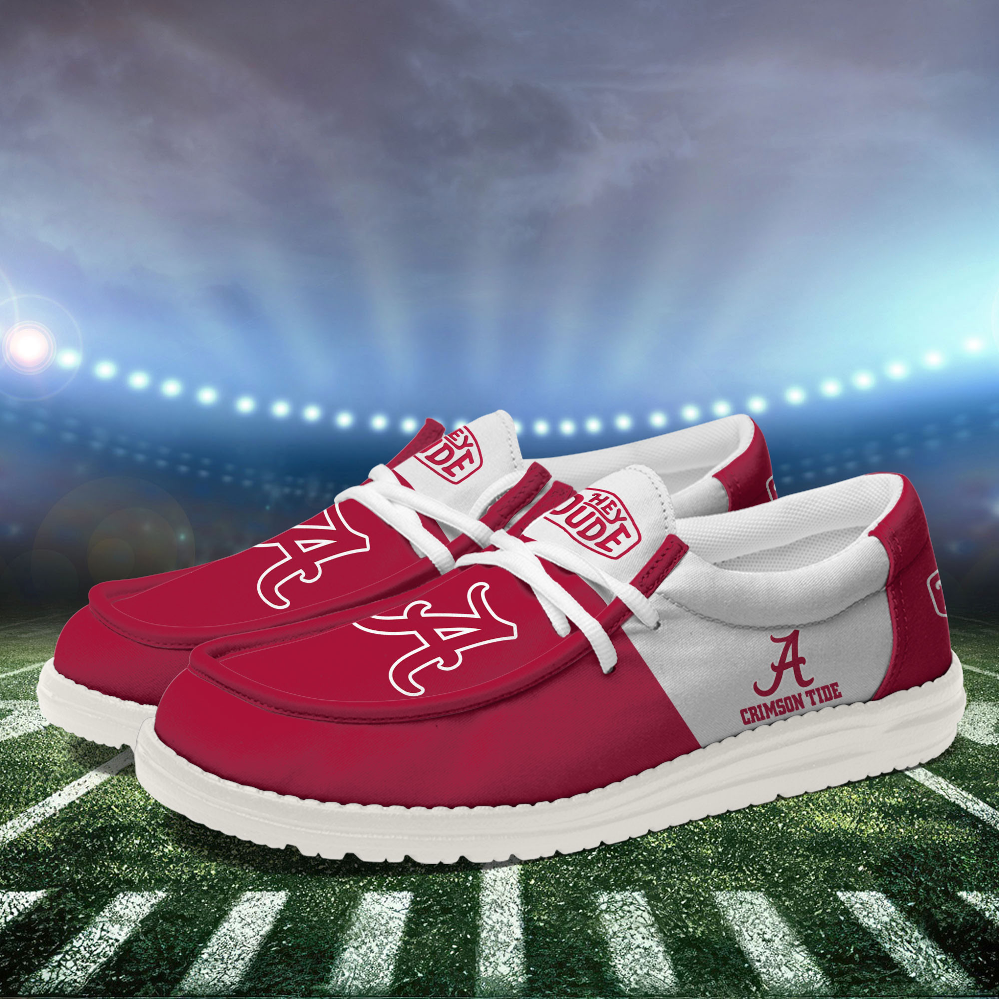 Alabama Crimson Tide Football Hey Dude Canvas Loafer Shoes For Men And Women - Image 3