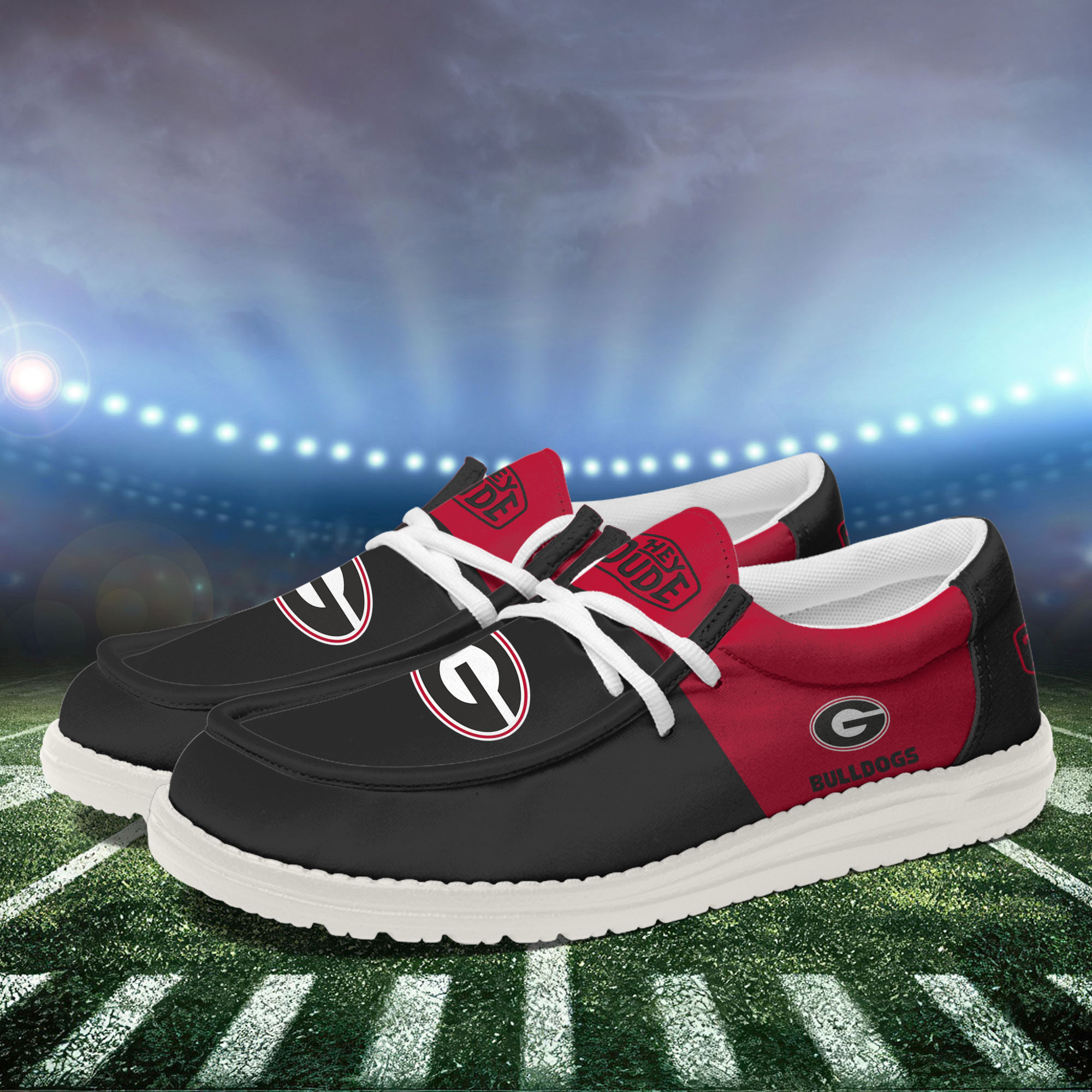 Georgia Bulldogs Football Hey Dude Canvas Loafer Shoes For Men And Women - Image 3