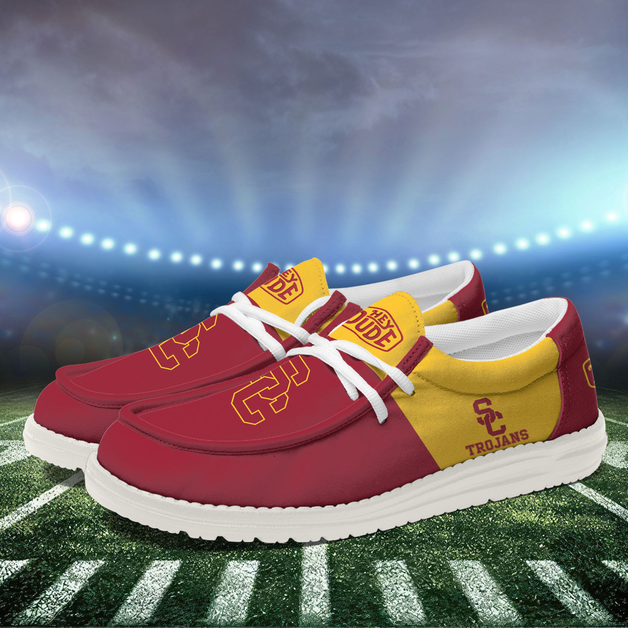 USC Trojans Football Hey Dude Canvas Loafer Shoes For Men And Women - Image 3