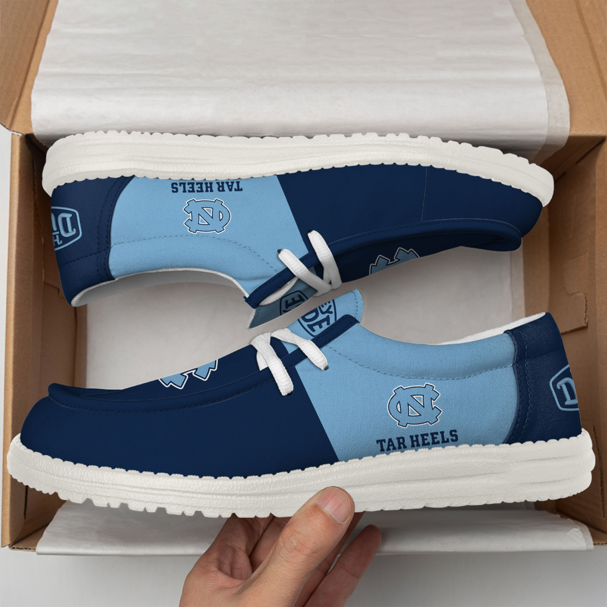 North Carolina Tar Heels Football Hey Dude Canvas Loafer Shoes For Men And Women - Image 2