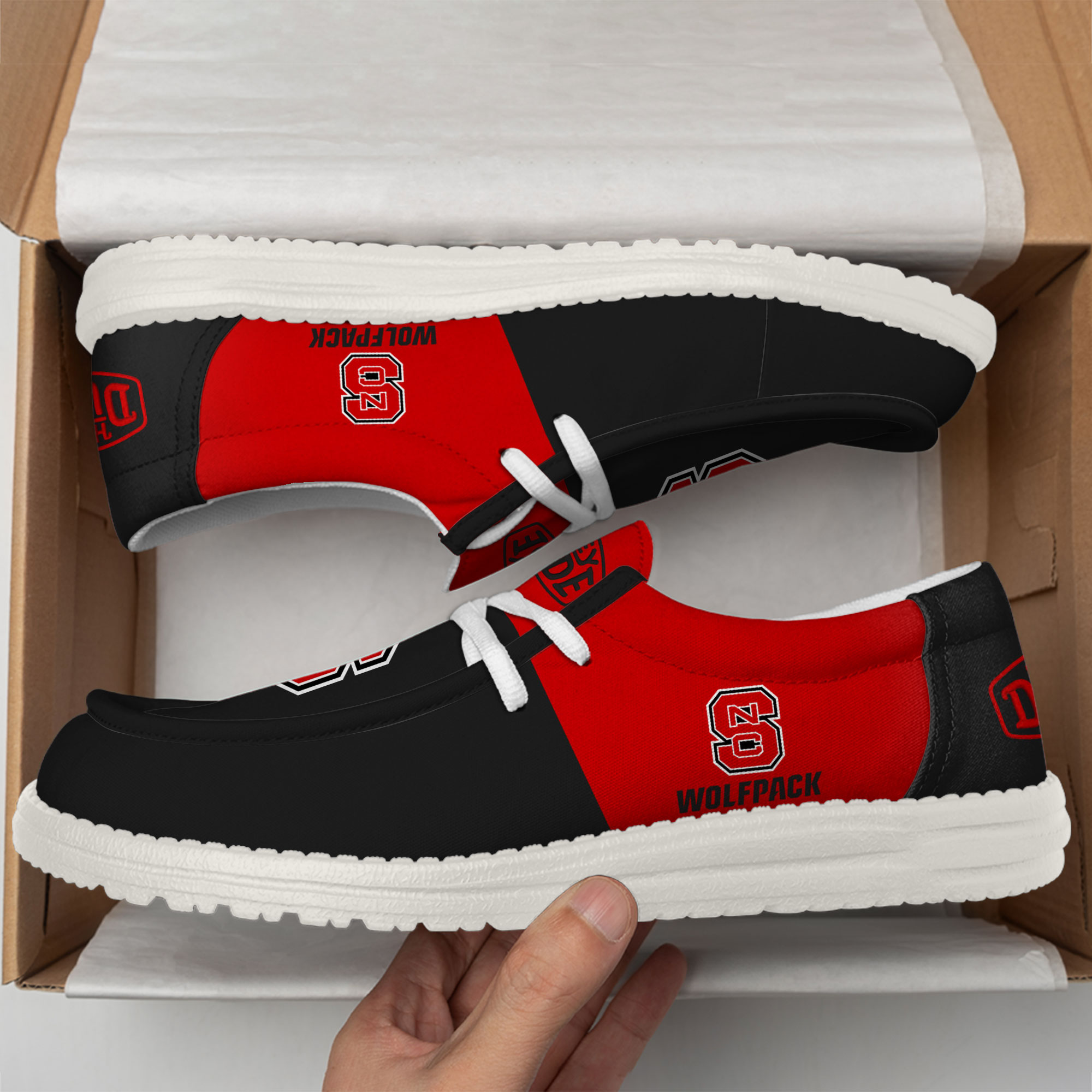 NC State Wolfpack Football Hey Dude Canvas Loafer Shoes For Men And Women - Image 2