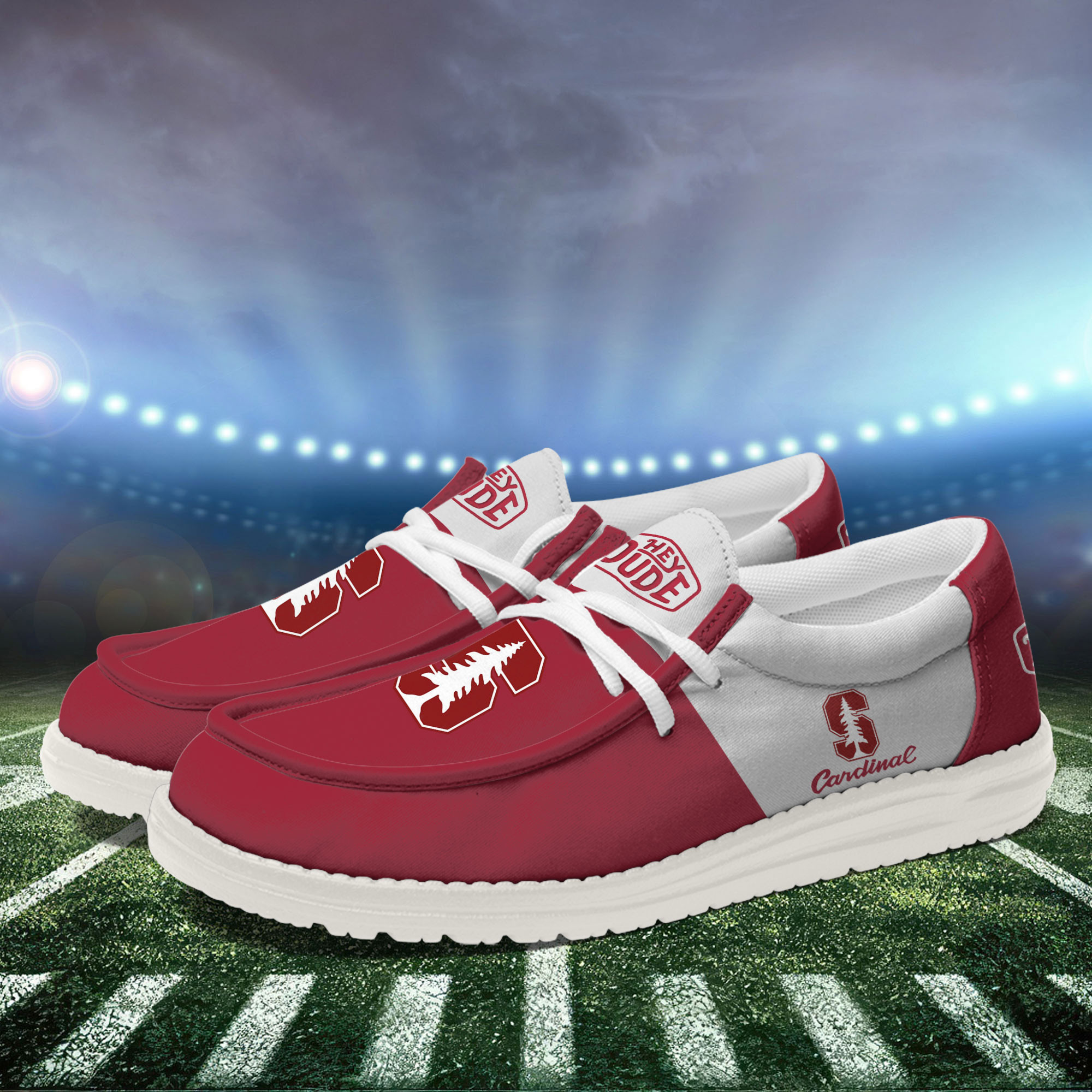 Stanford Cardinal Football Hey Dude Canvas Loafer Shoes For Men And Women - Image 3
