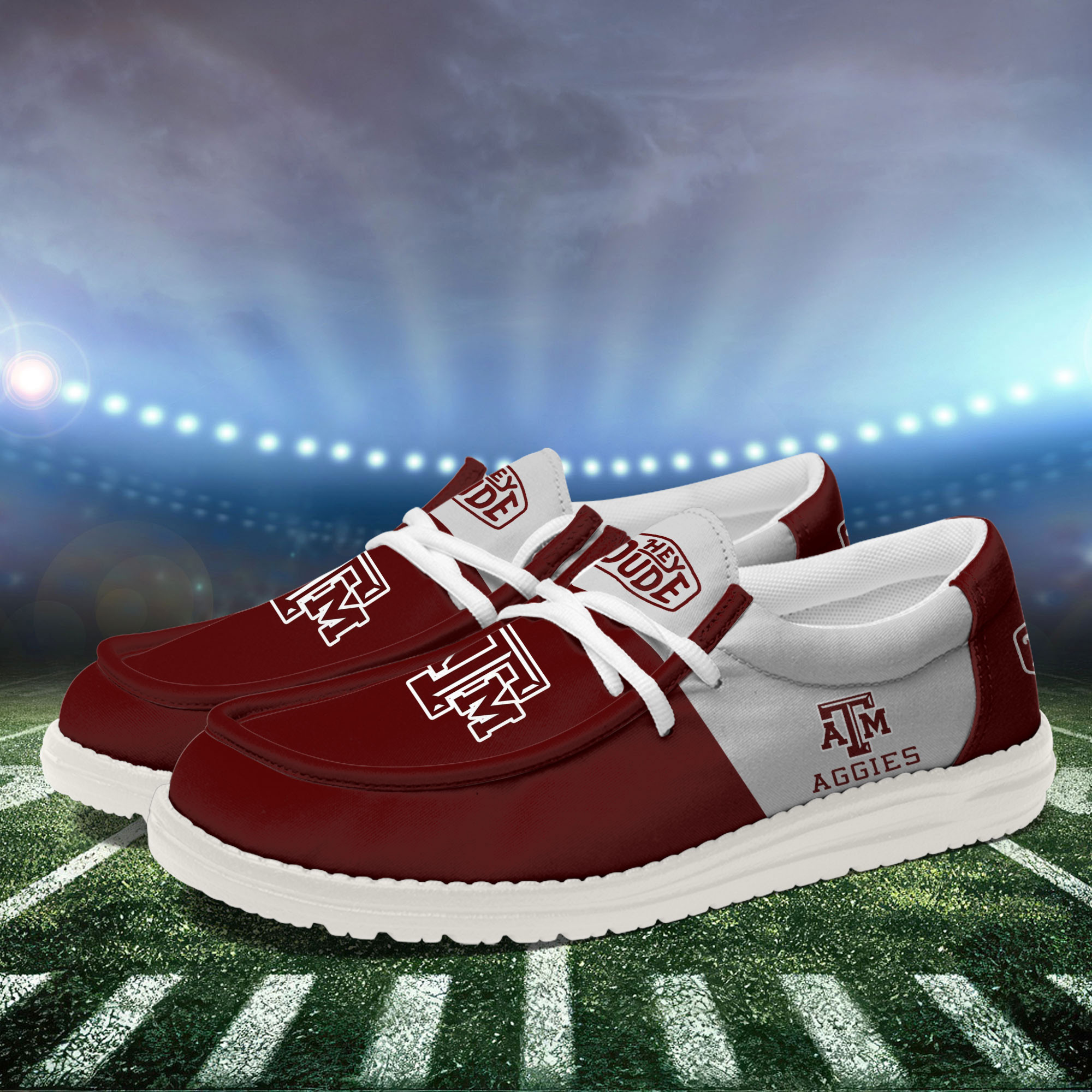 Texas A&M Aggies Football Hey Dude Canvas Loafer Shoes For Men And Women - Image 3