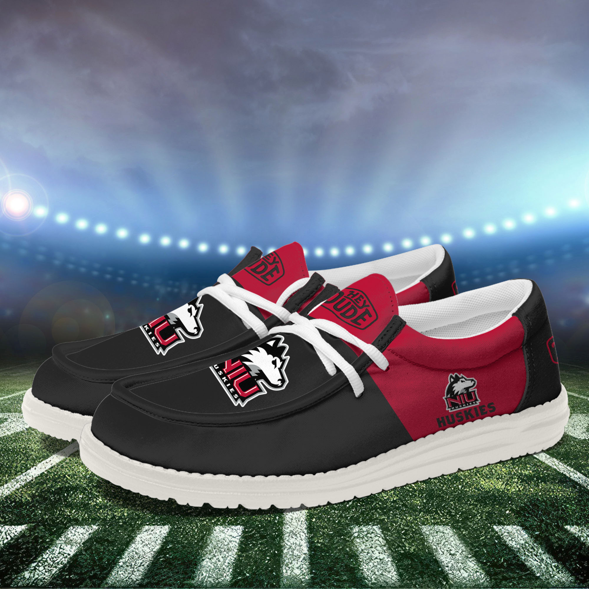 Northern Illinois Huskies Football Hey Dude Canvas Loafer Shoes For Men And Women - Image 3