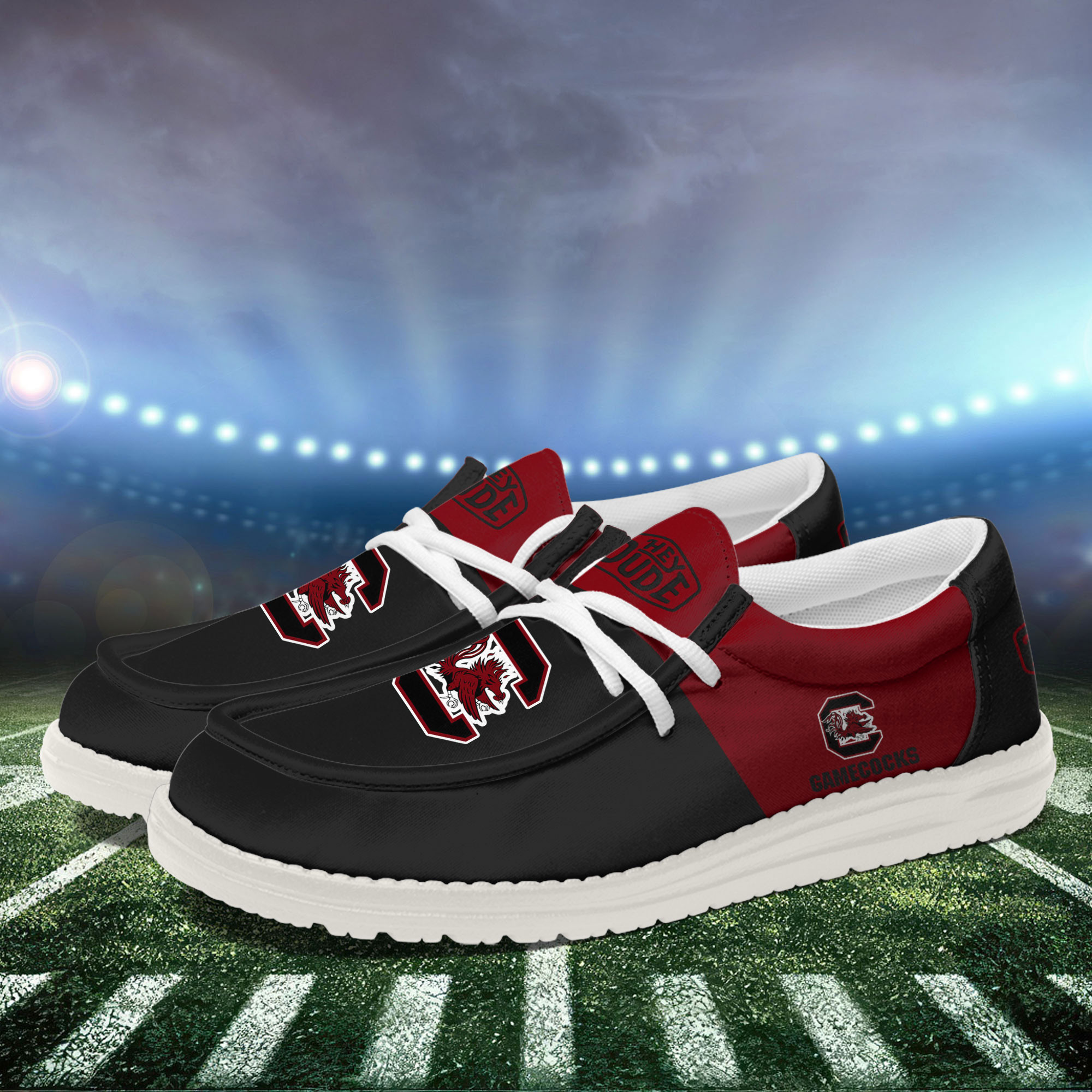South Carolina Gamecocks Football Hey Dude Canvas Loafer Shoes For Men And Women - Image 3