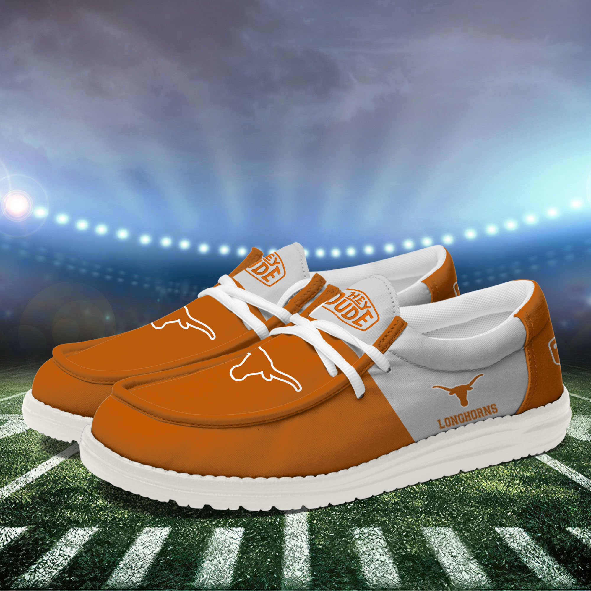 Texas Longhorns Football Hey Dude Canvas Loafer Shoes For Men And Women - Image 3