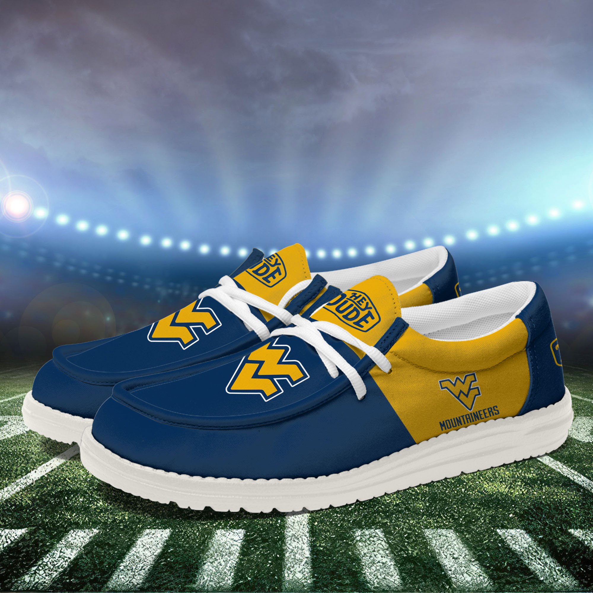 West Virginia Mountaineers Football Hey Dude Canvas Loafer Shoes For Men And Women - Image 3