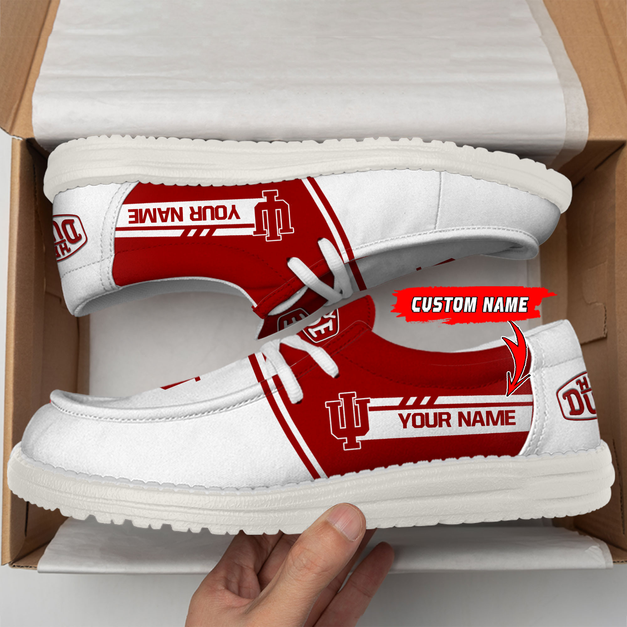 Indiana Hoosiers Football Hey Dude Canvas Loafer Shoes For Men And Women - Image 2