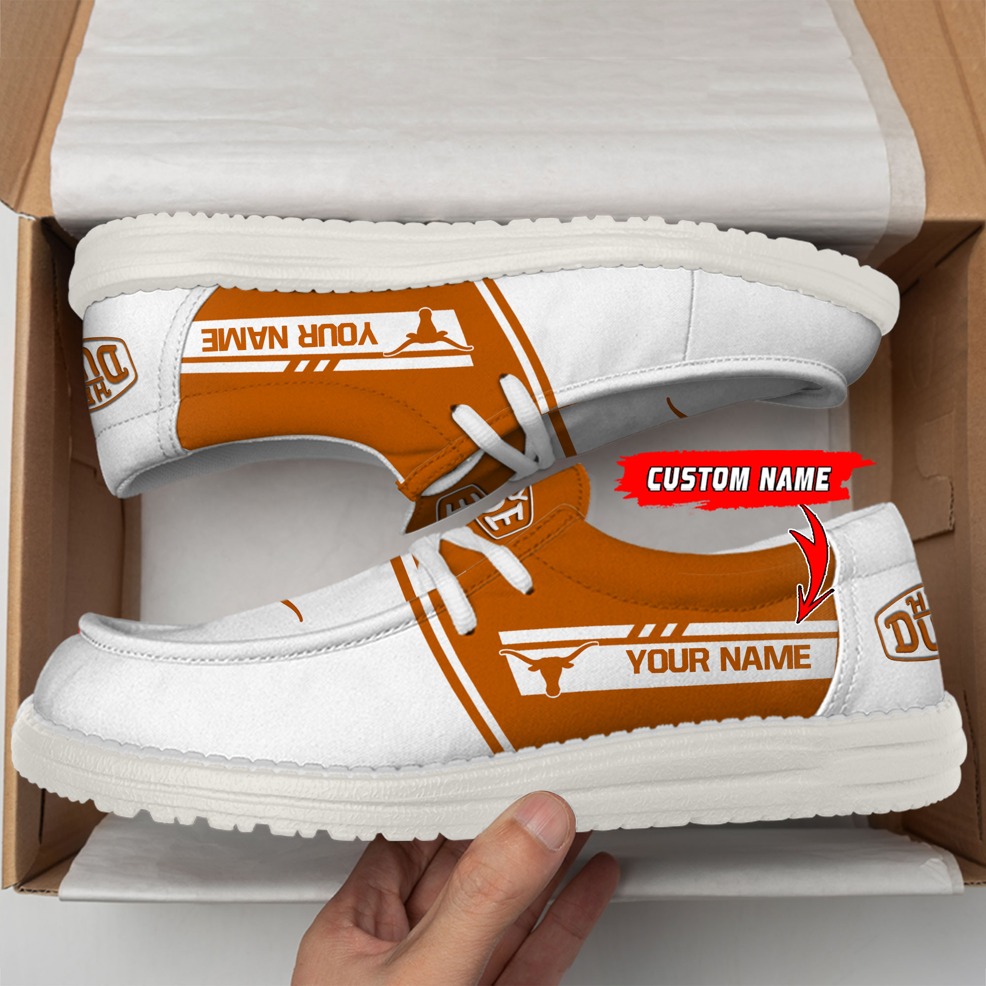 Texas Longhorns Football Hey Dude Canvas Loafer Shoes For Men And Women - Image 2