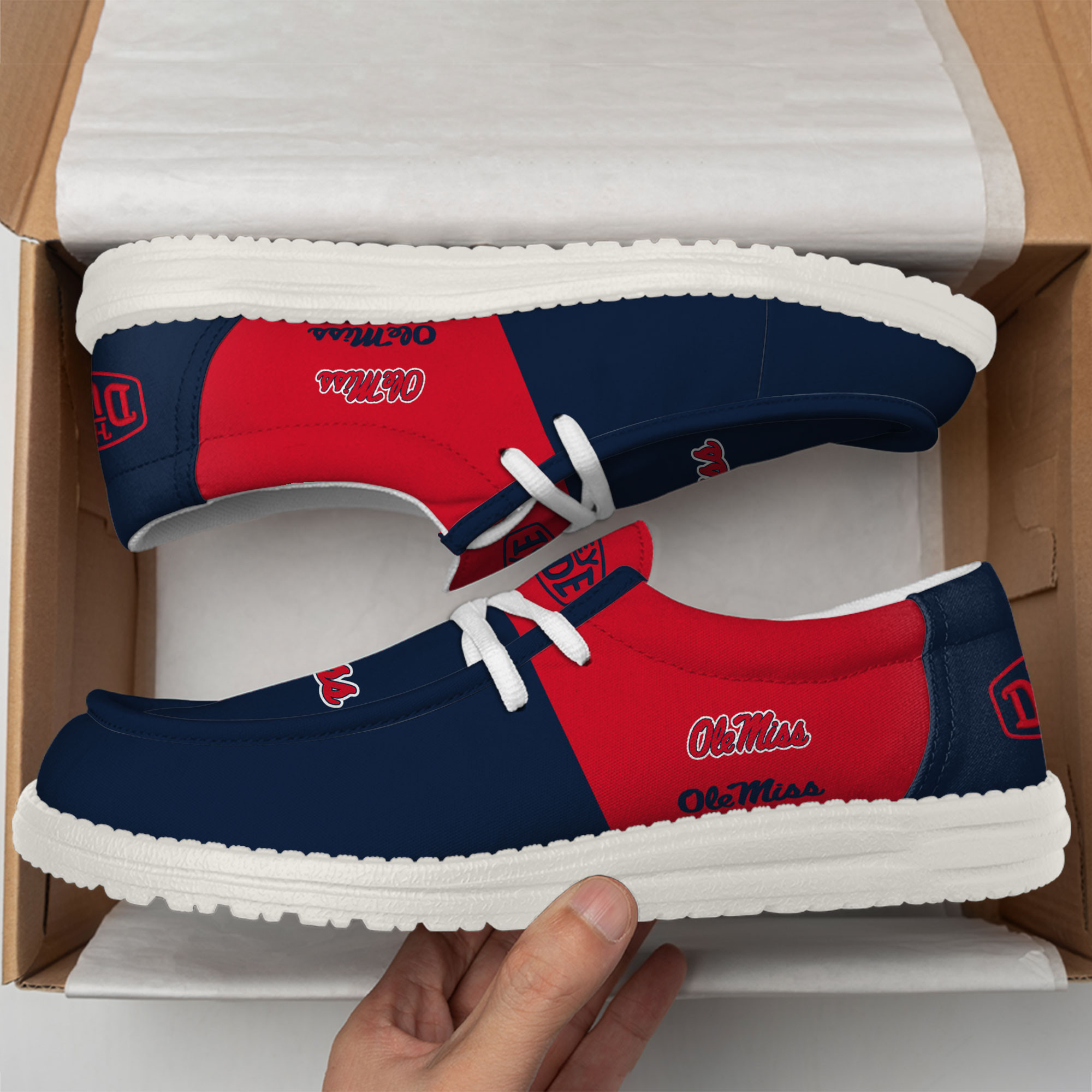 Ole Miss Rebels Football Hey Dude Canvas Loafer Shoes For Men And Women - Image 2