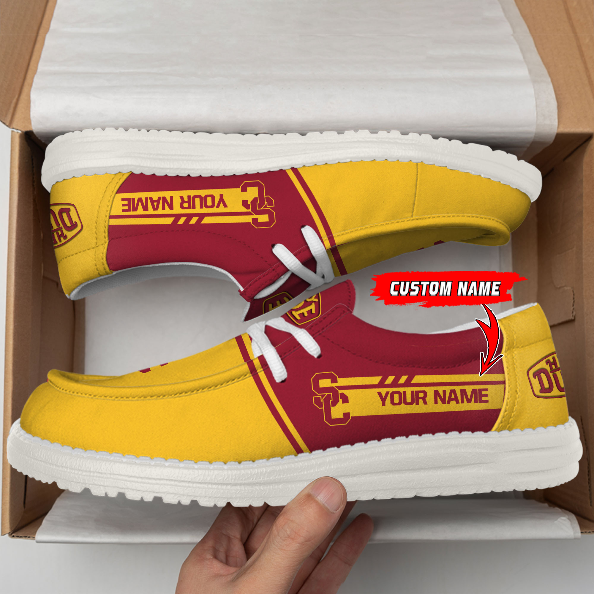 USC Trojans Football Hey Dude Canvas Loafer Shoes For Men And Women - Image 2