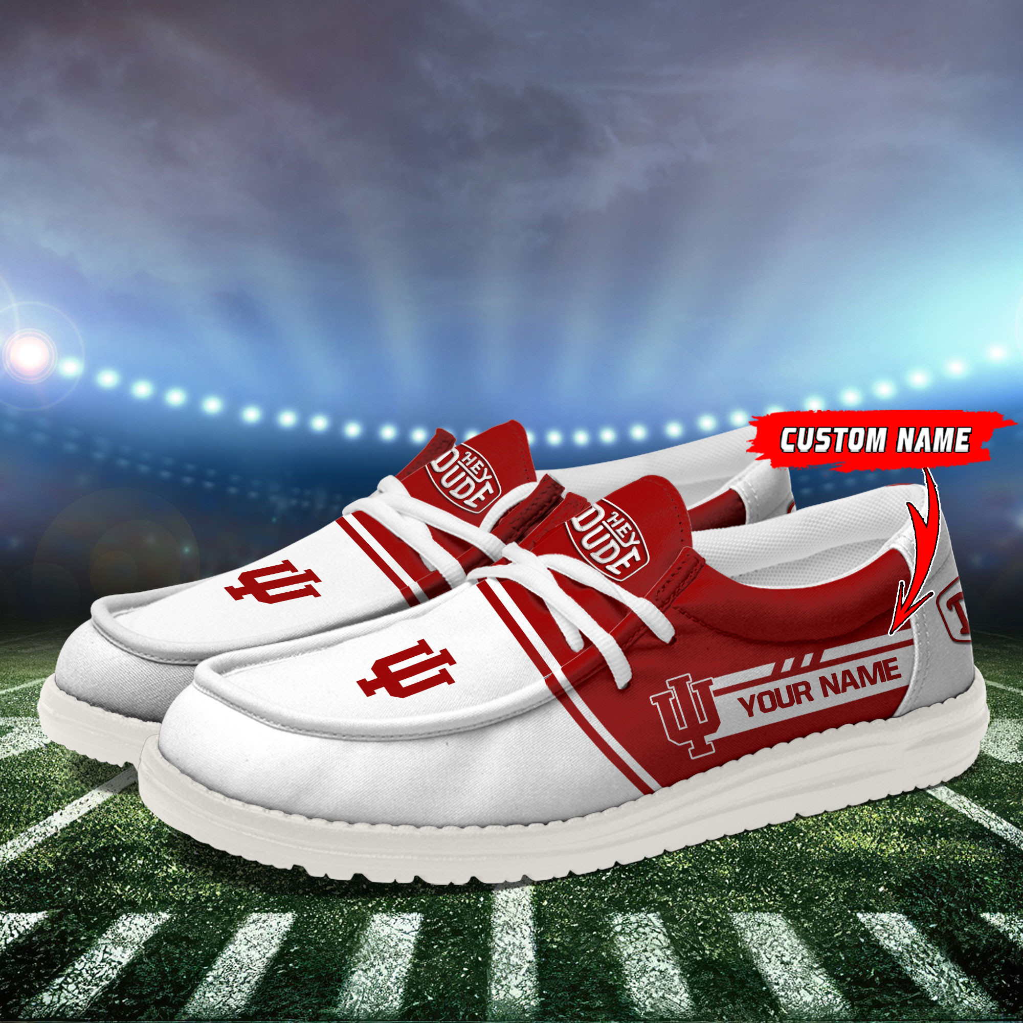 Indiana Hoosiers Football Hey Dude Canvas Loafer Shoes For Men And Women - Image 3