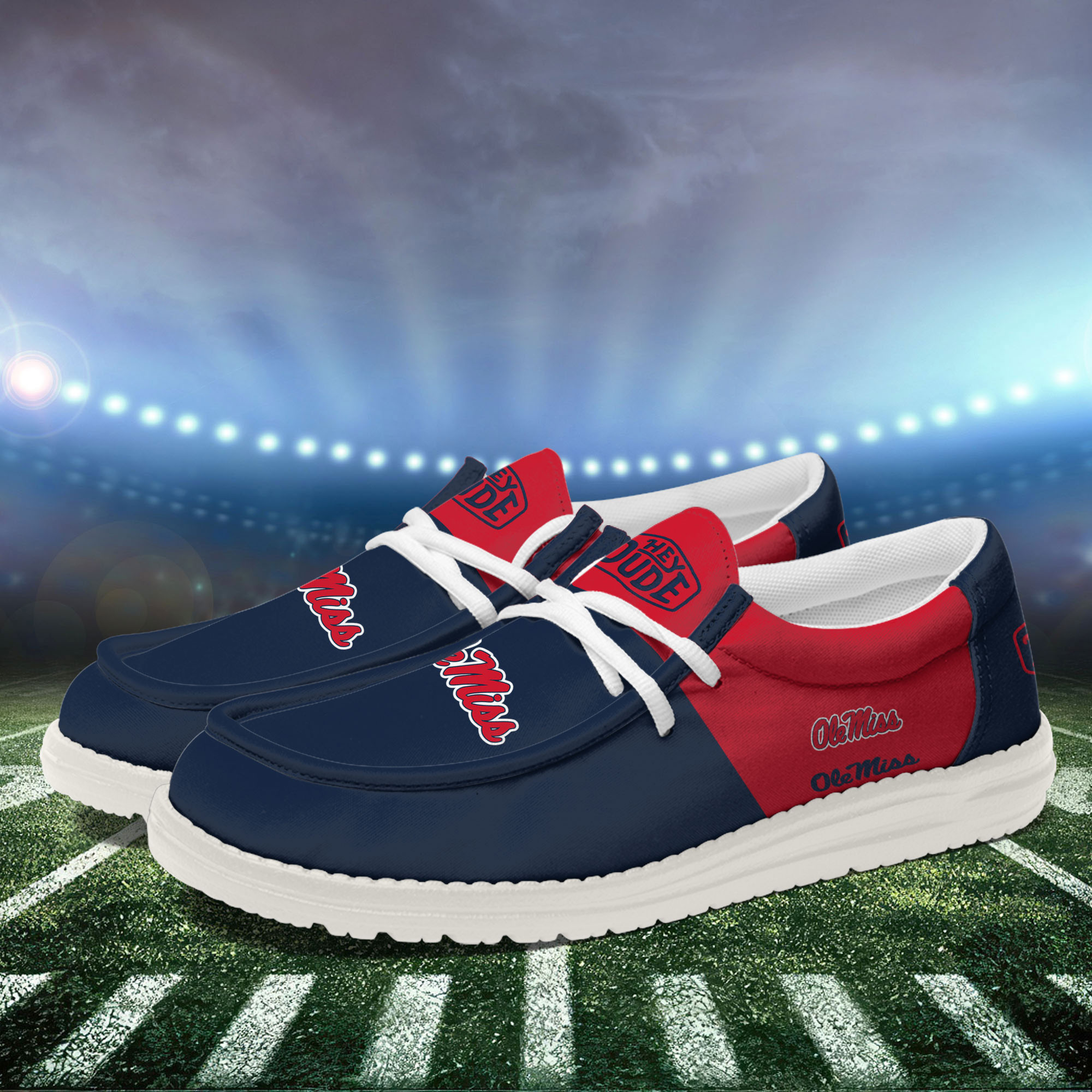 Ole Miss Rebels Football Hey Dude Canvas Loafer Shoes For Men And Women - Image 3