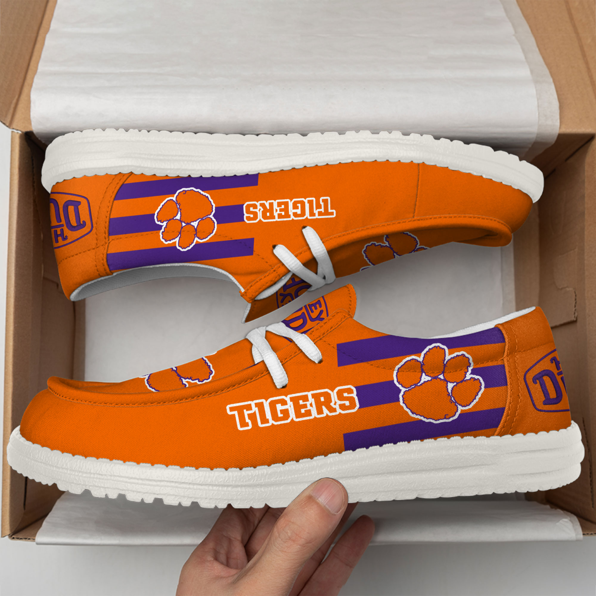 Clemson Tigers Hey Dude Canvas Loafer Shoes - Image 3