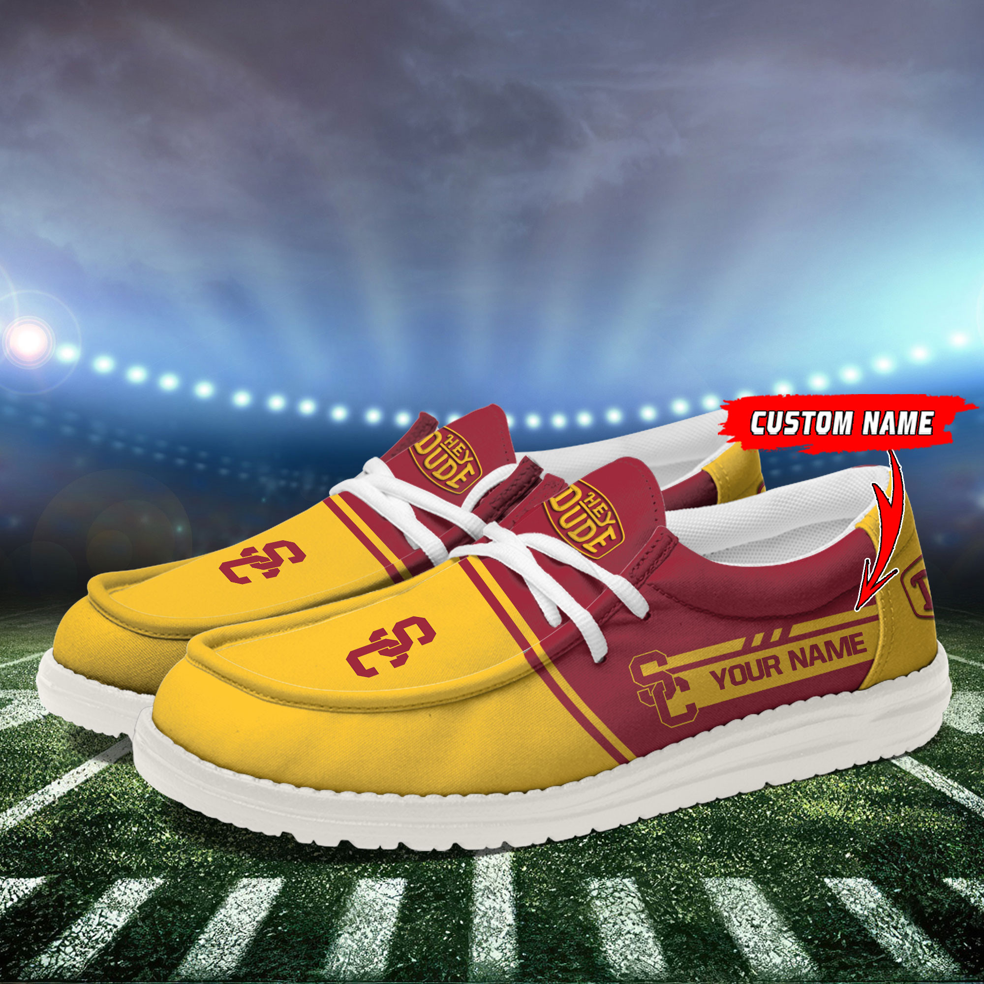 USC Trojans Football Hey Dude Canvas Loafer Shoes For Men And Women - Image 3