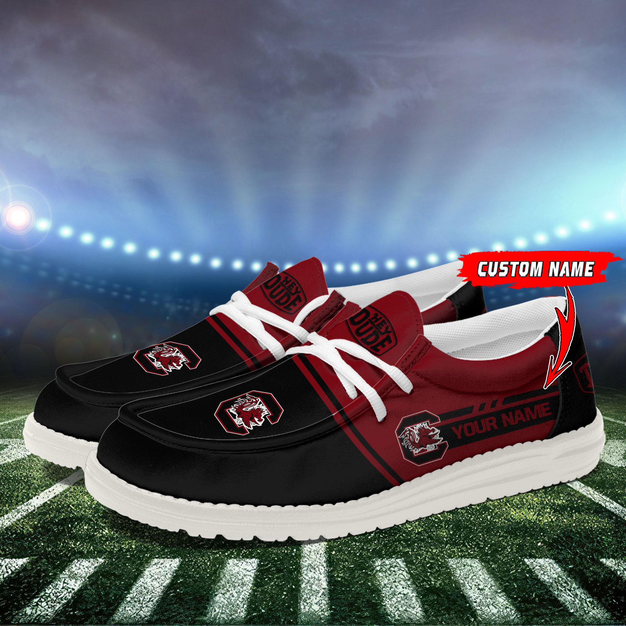 South Carolina Gamecocks Football Hey Dude Canvas Loafer Shoes For Men And Women - Image 3