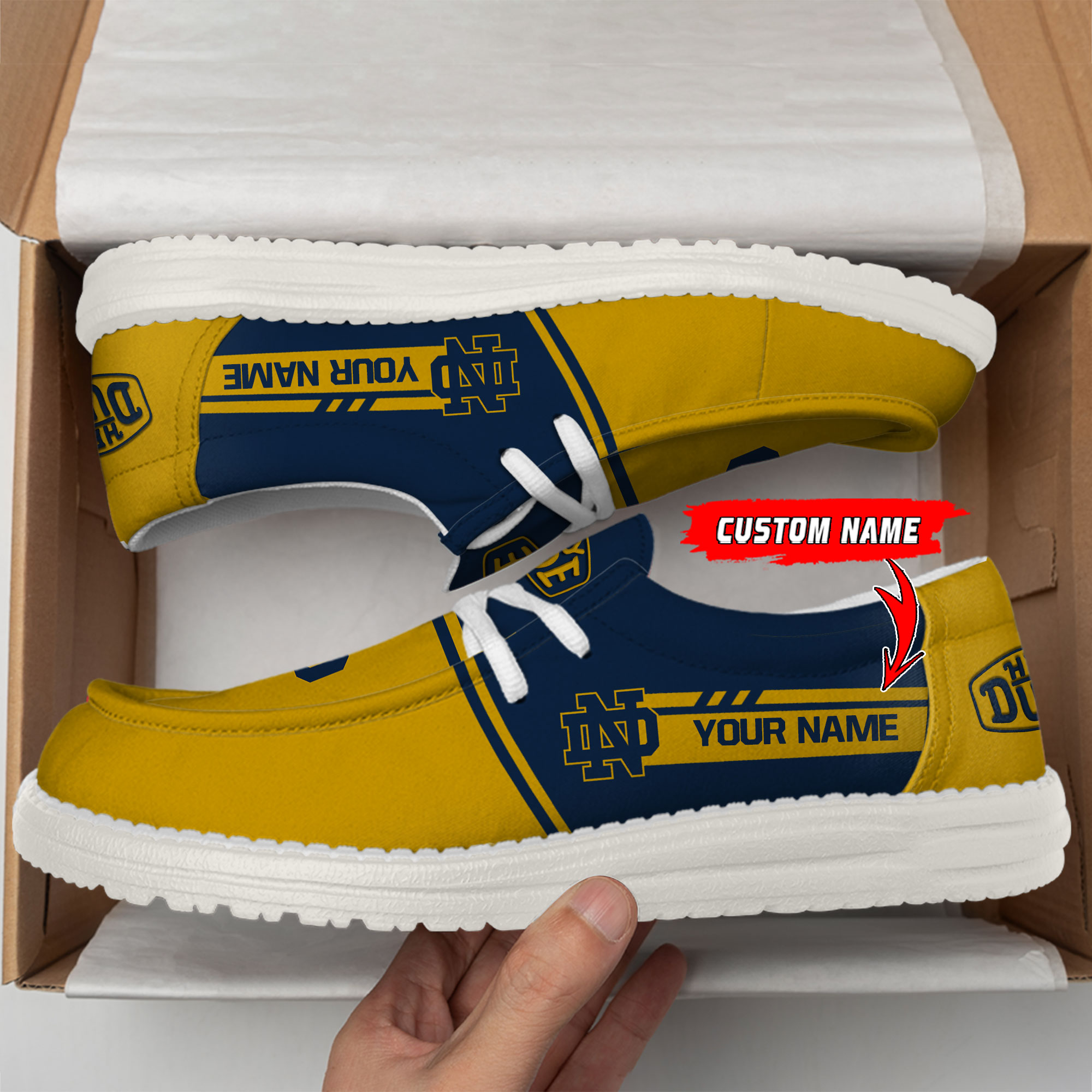 Notre Dame Fighting Irish Football Hey Dude Canvas Loafer Shoes For Men And Women - Image 2