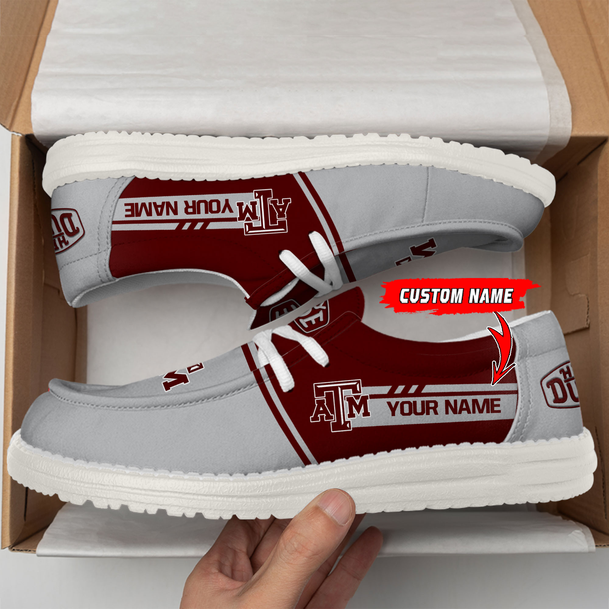 Texas A&M Aggies Football Hey Dude Canvas Loafer Shoes For Men And Women - Image 2