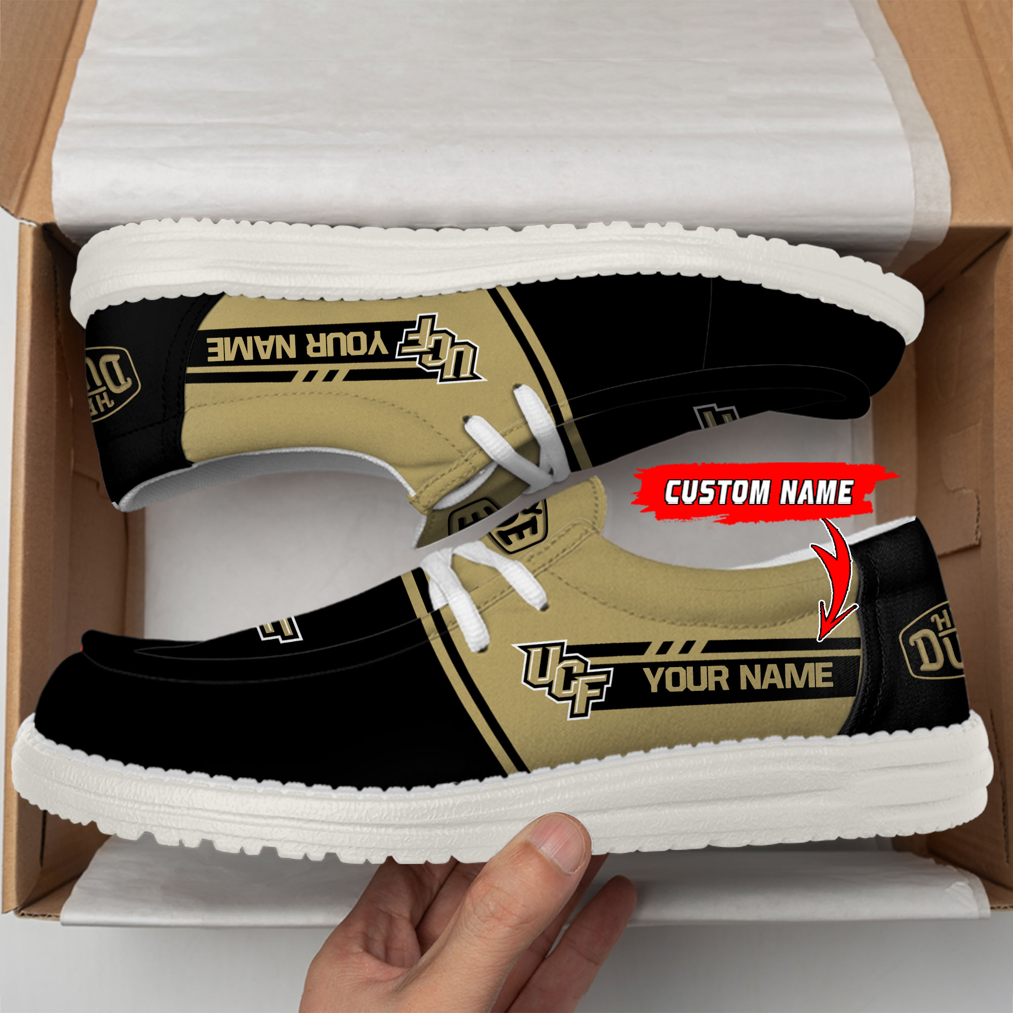 UCF Knights Football Hey Dude Canvas Loafer Shoes For Men And Women - Image 2