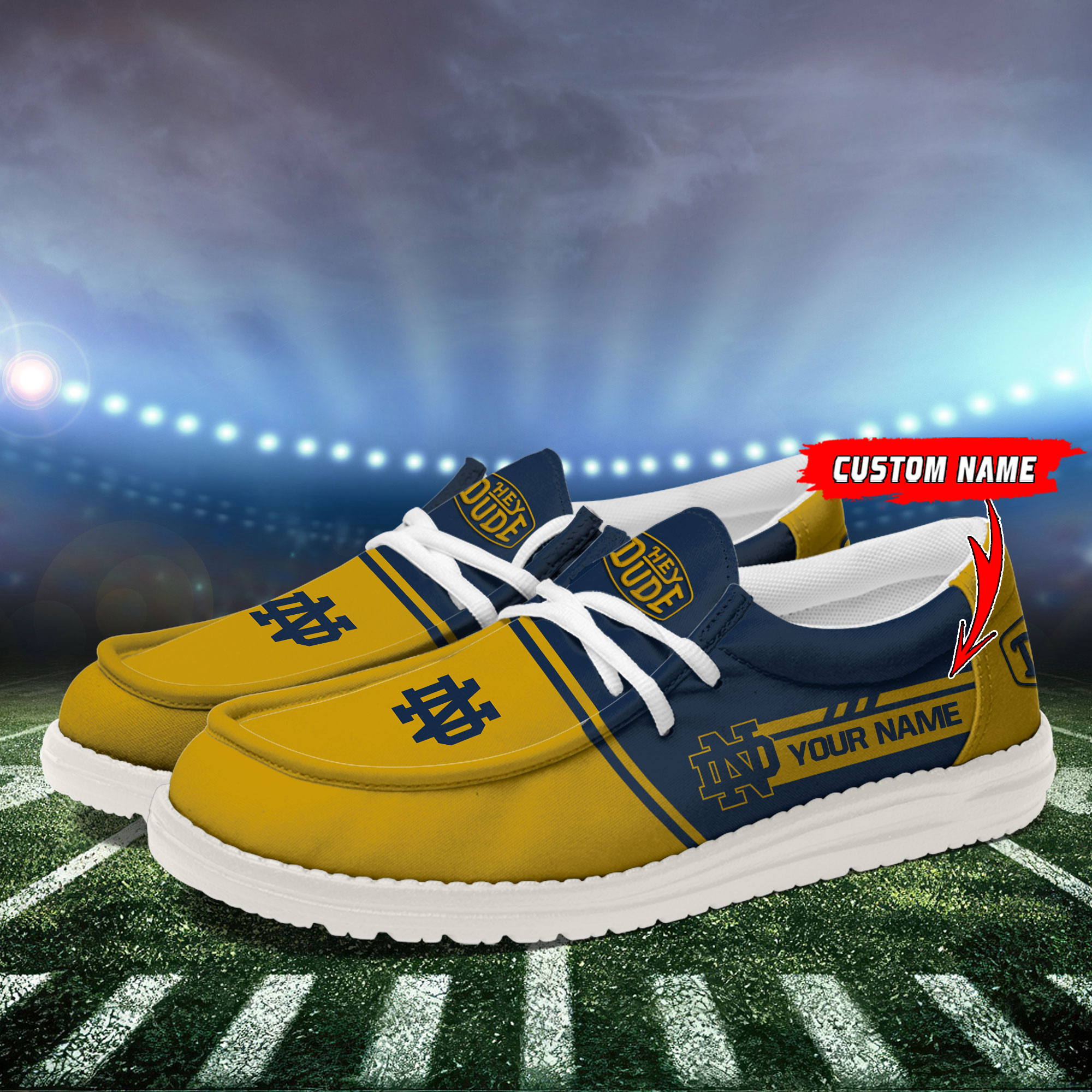Notre Dame Fighting Irish Football Hey Dude Canvas Loafer Shoes For Men And Women - Image 3