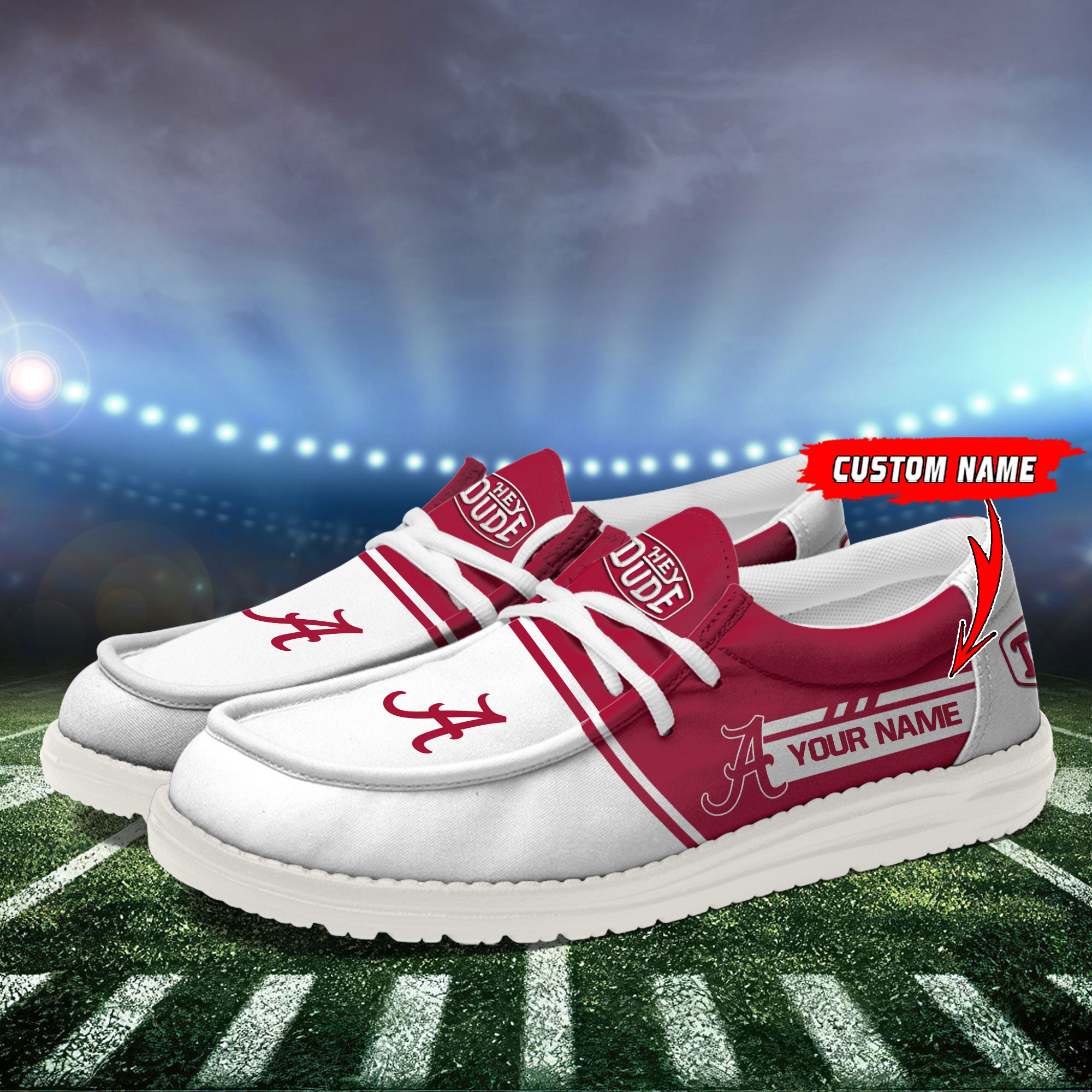 Alabama Crimson Tide Football Hey Dude Canvas Loafer Shoes For Men And Women - Image 3