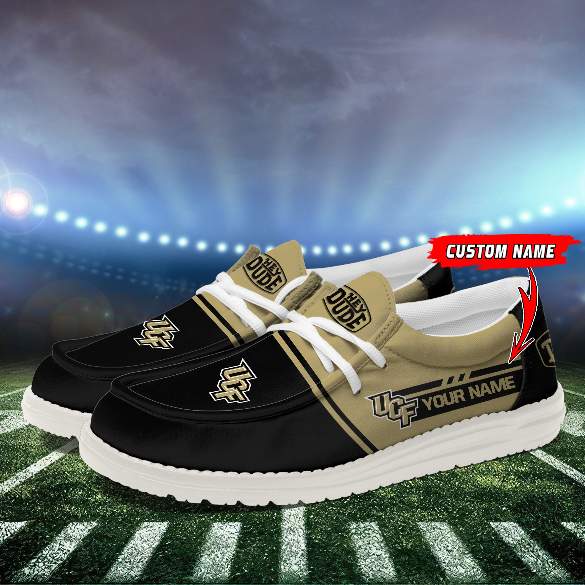 UCF Knights Football Hey Dude Canvas Loafer Shoes For Men And Women - Image 3