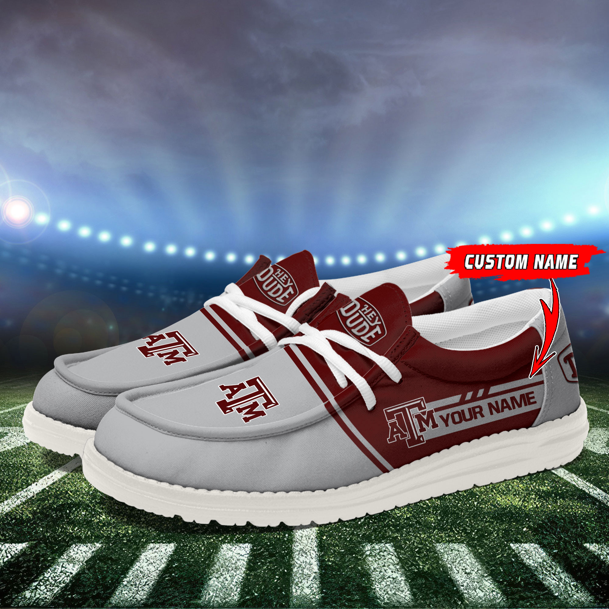 Texas A&M Aggies Football Hey Dude Canvas Loafer Shoes For Men And Women - Image 3